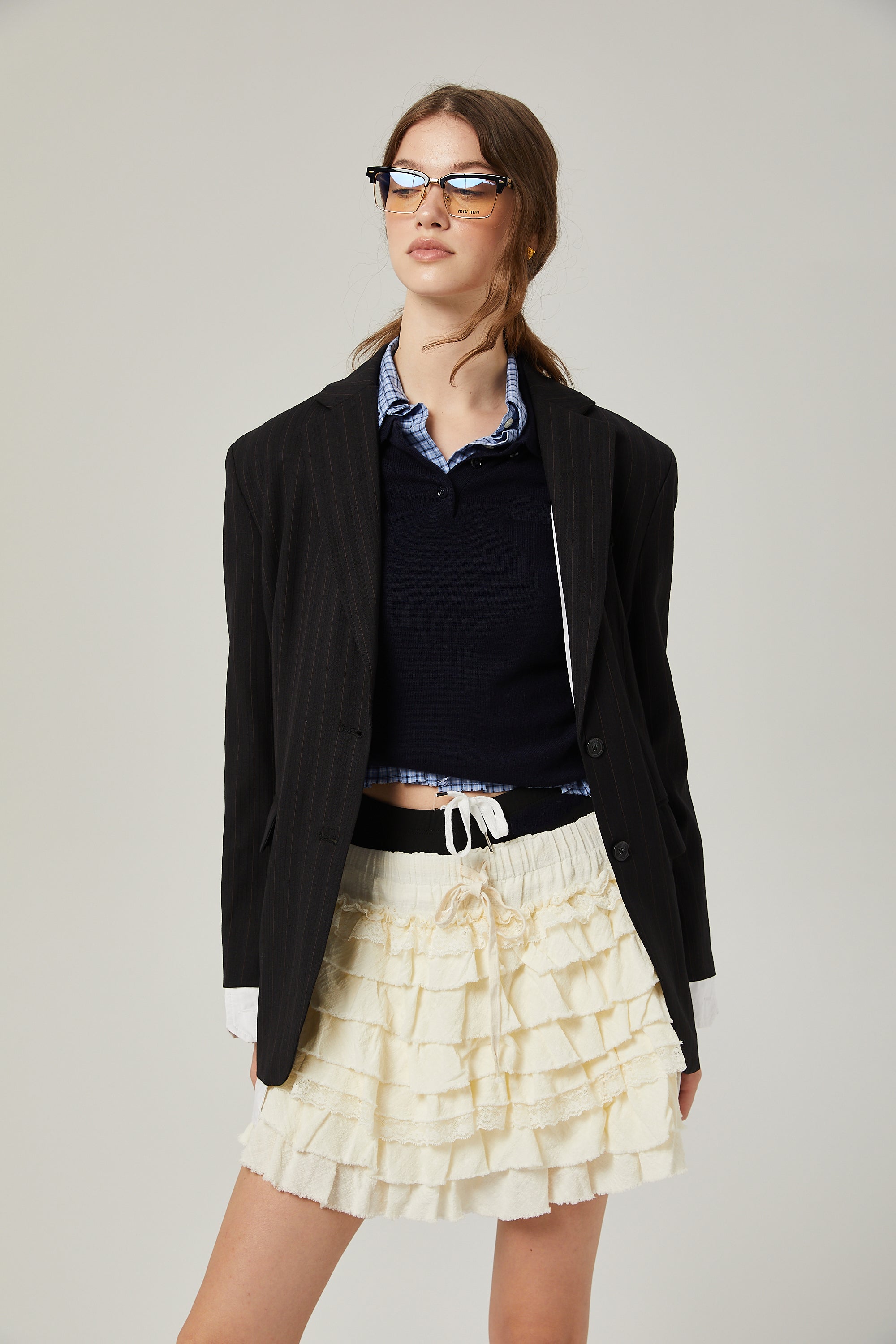 Angélique Lace Trim Tiered Φούστα