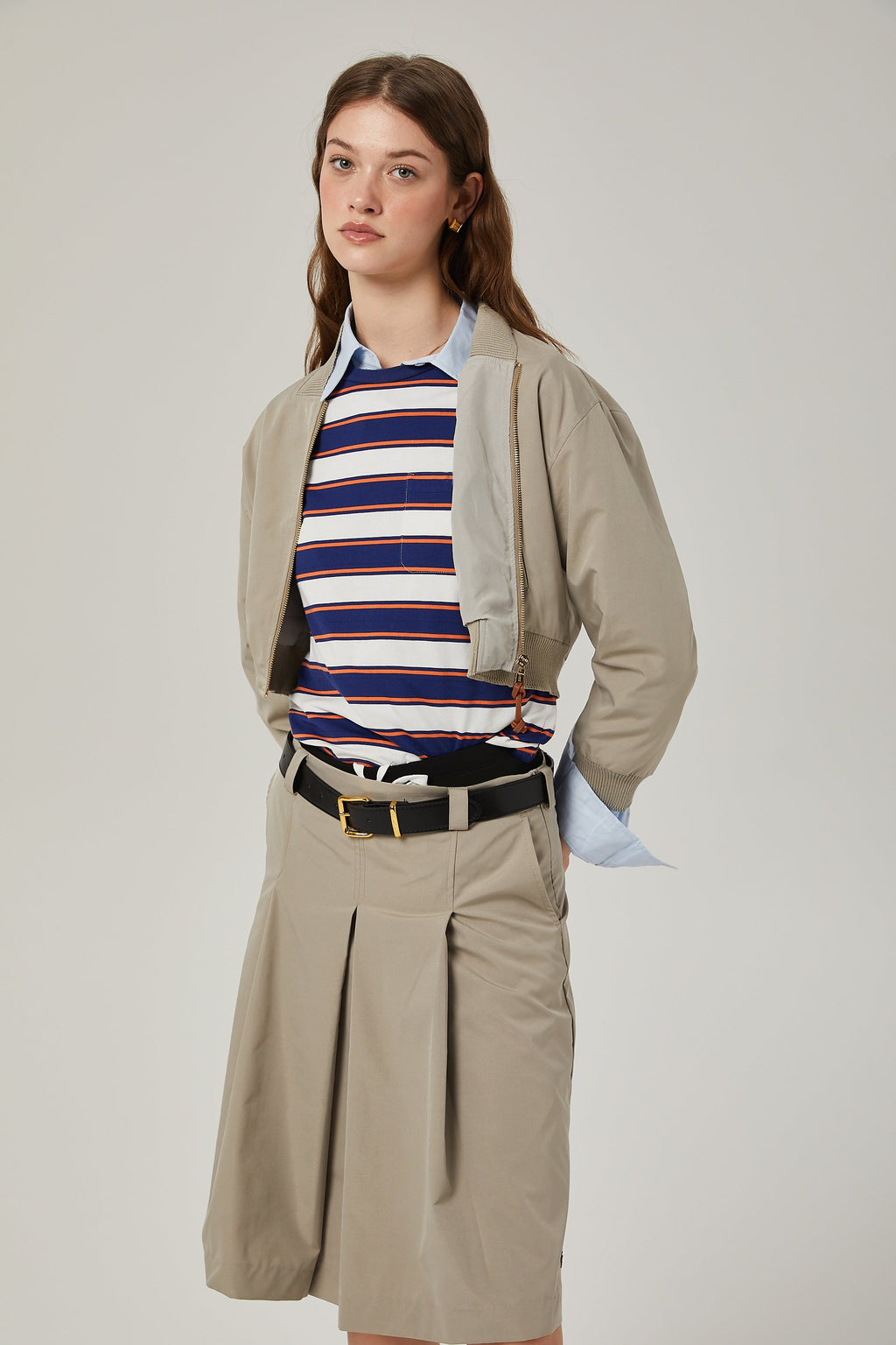 Σετ Paloma Από Μπεζ Βαμβακερό Σακάκι Και Φούστα