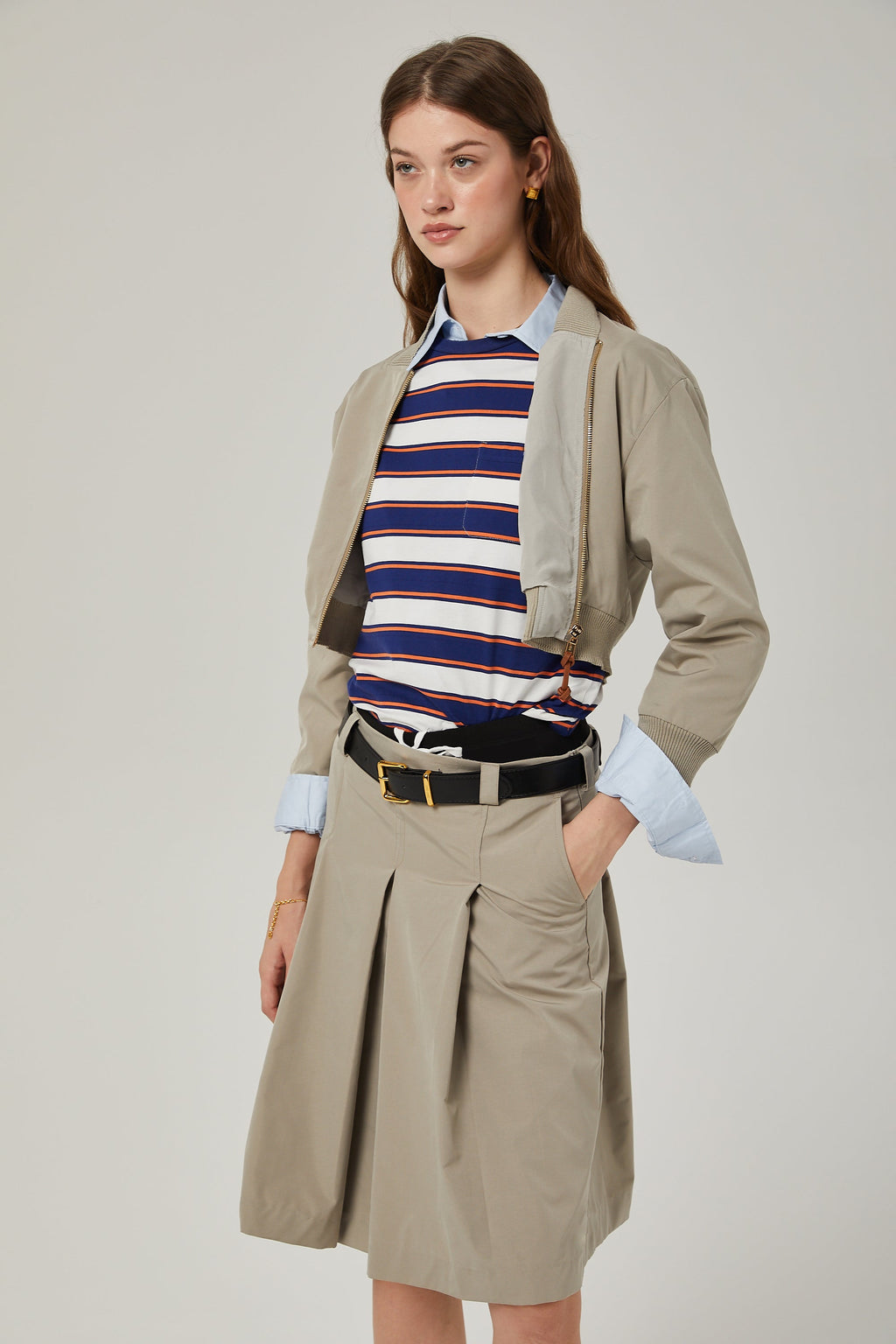 Σετ Paloma Από Μπεζ Βαμβακερό Σακάκι Και Φούστα