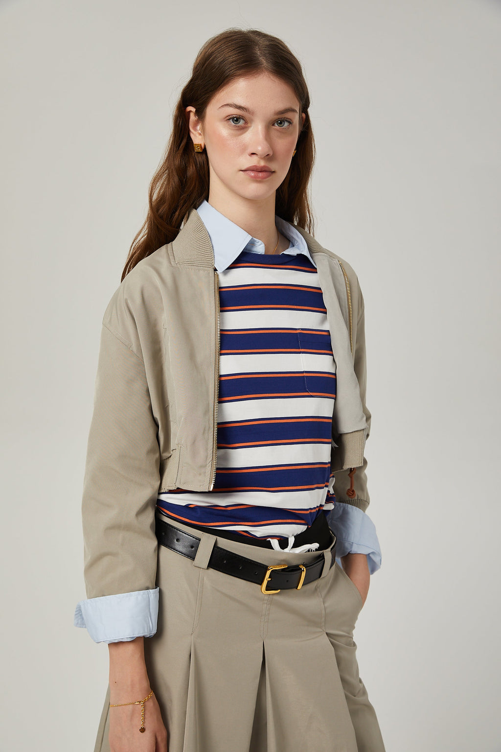 Σετ Paloma Από Μπεζ Βαμβακερό Σακάκι Και Φούστα