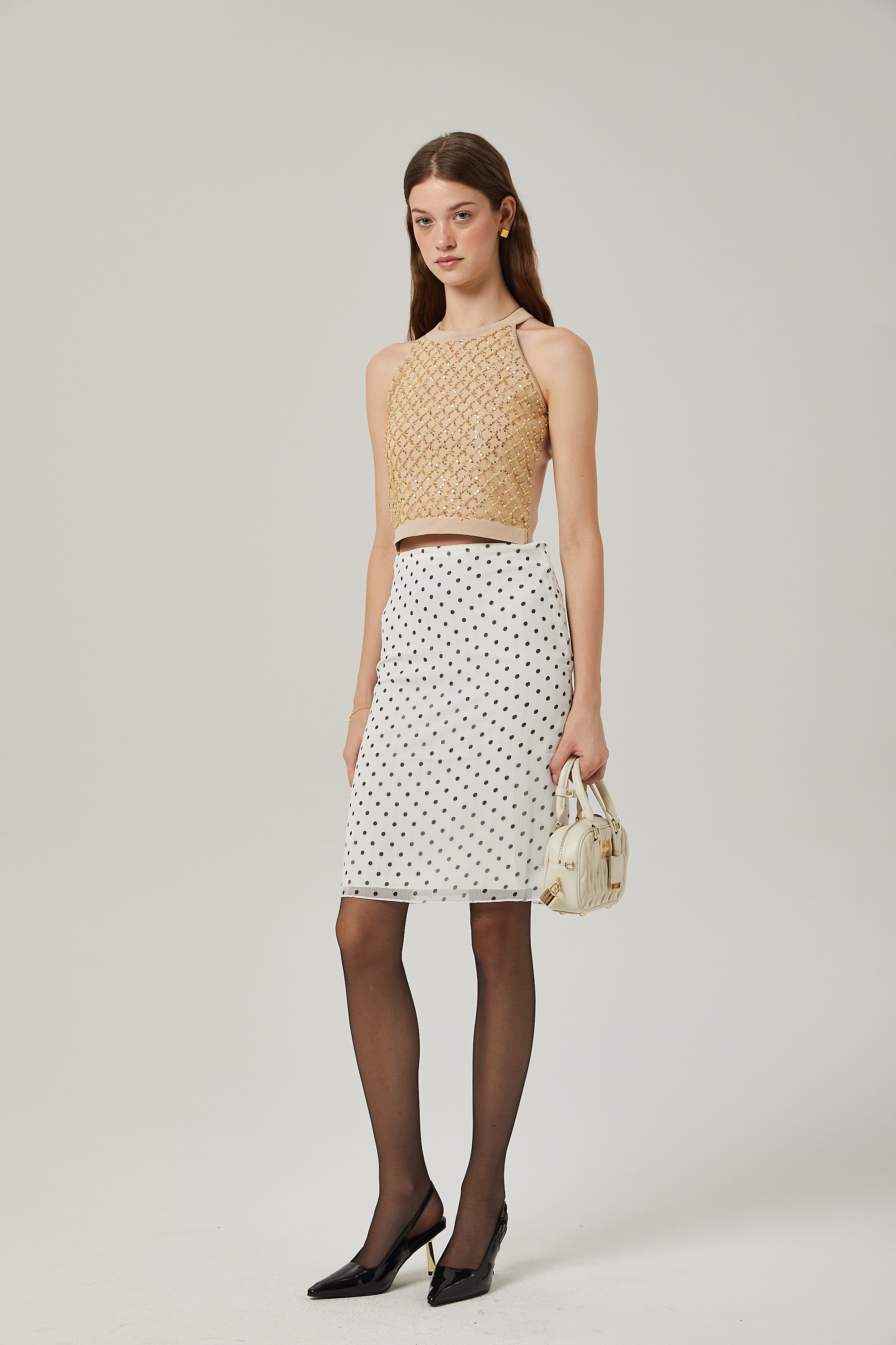 Πλεκτό Γιλέκο Juliette Με Κέντημα Από Ψεύτικες Μαργαριταρένιες Πλεκτές Πέρλες