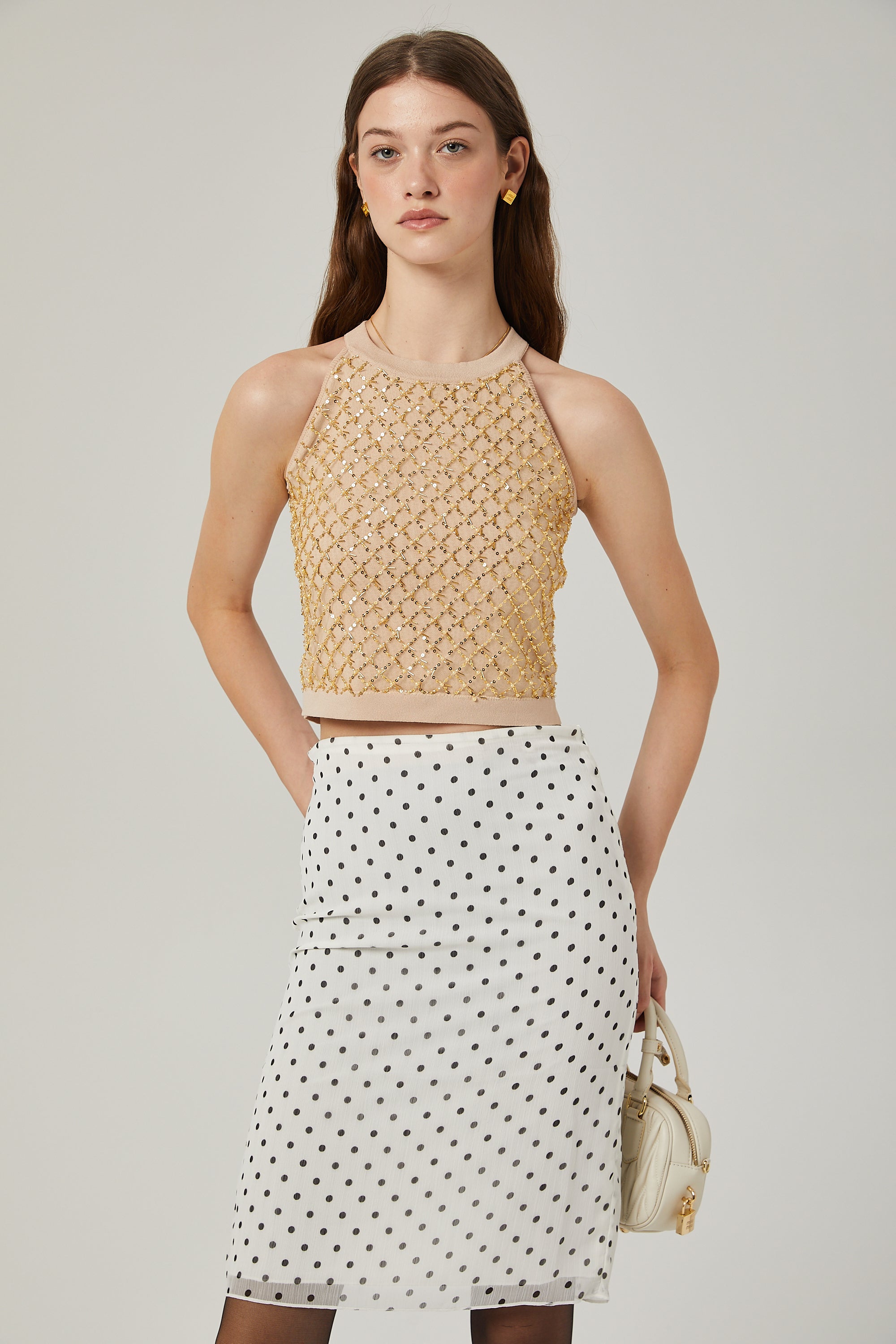 Πλεκτό Γιλέκο Juliette Με Κέντημα Από Ψεύτικες Μαργαριταρένιες Πλεκτές Πέρλες