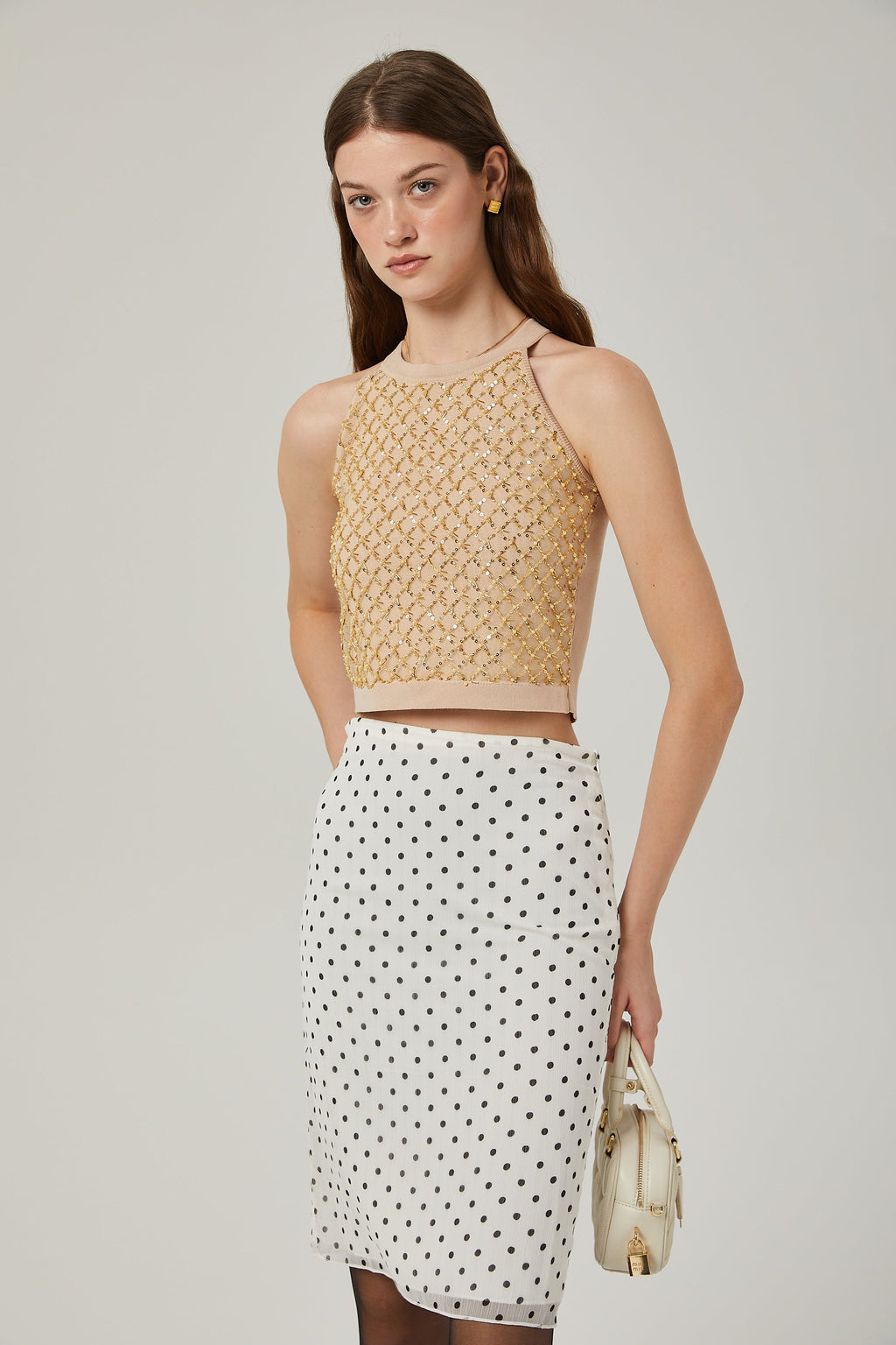 Πλεκτό Γιλέκο Juliette Με Κέντημα Από Ψεύτικες Μαργαριταρένιες Πλεκτές Πέρλες