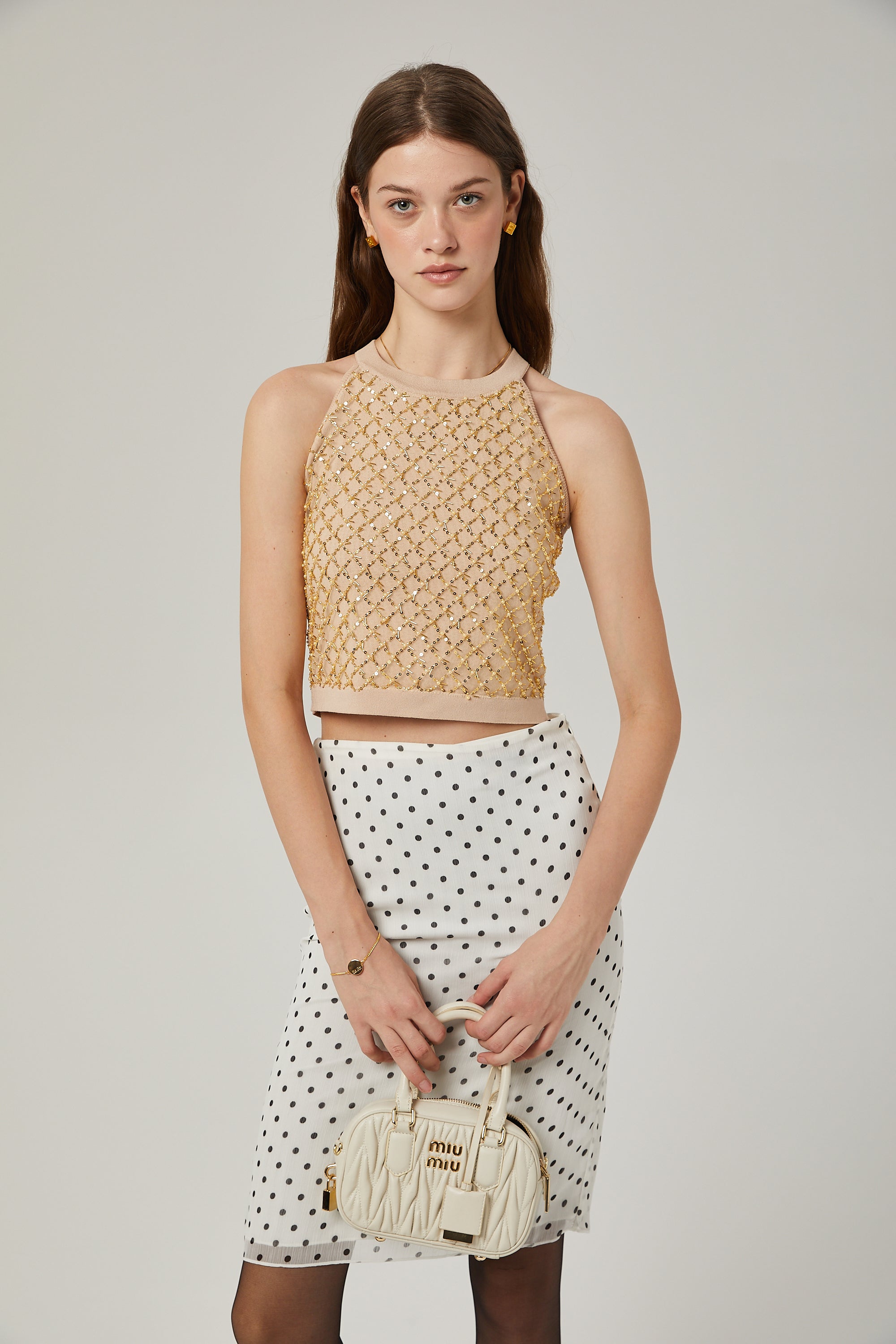 Πλεκτό Γιλέκο Juliette Με Κέντημα Από Ψεύτικες Μαργαριταρένιες Πλεκτές Πέρλες