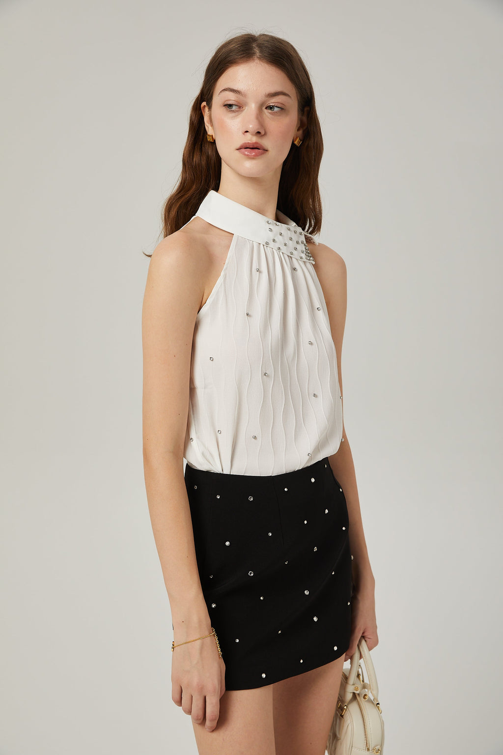 Φούστα Με Κέντημα Κρυστάλλου Της Stéphanie