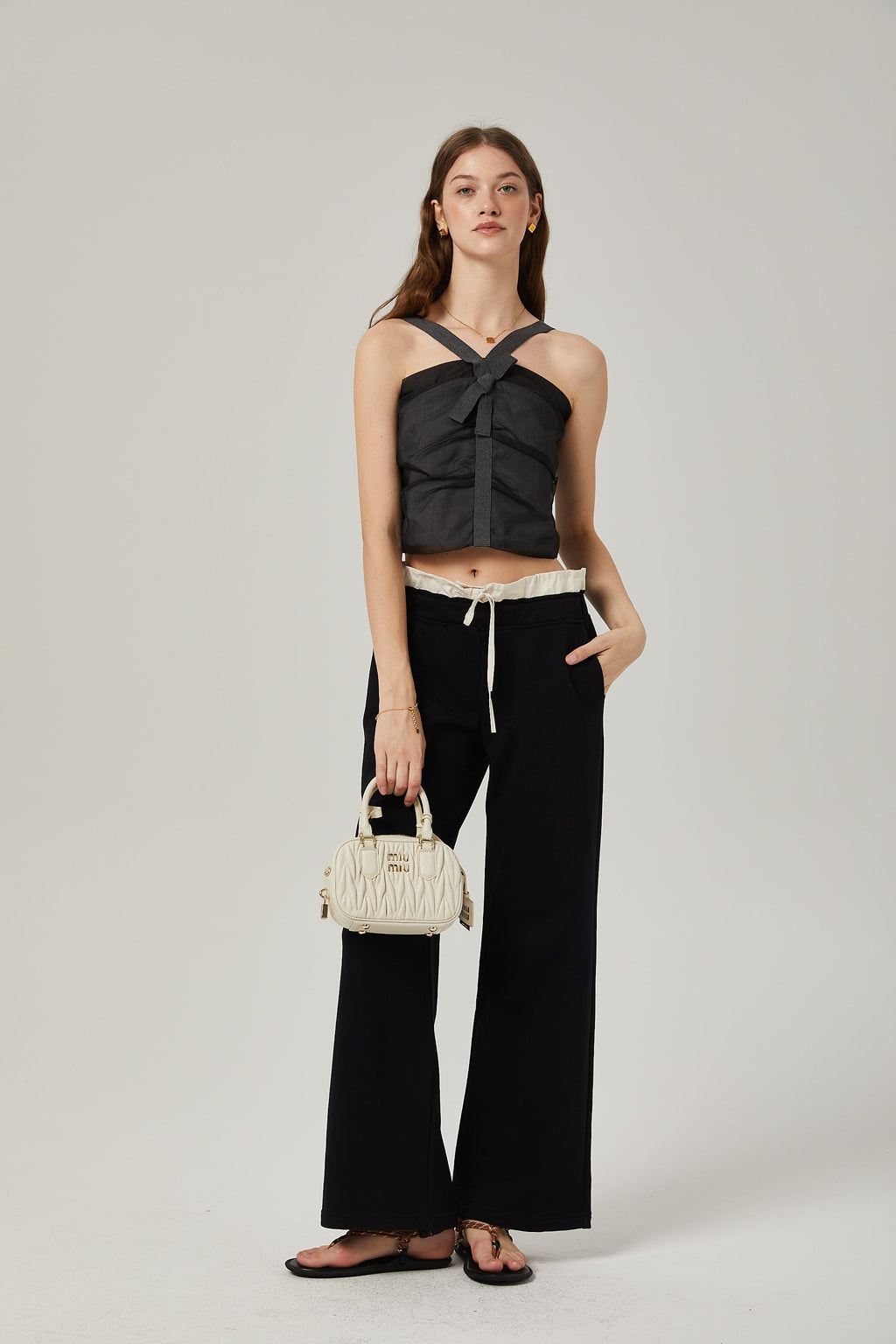 Claire Fishnet Crop Top Με Στάμπα