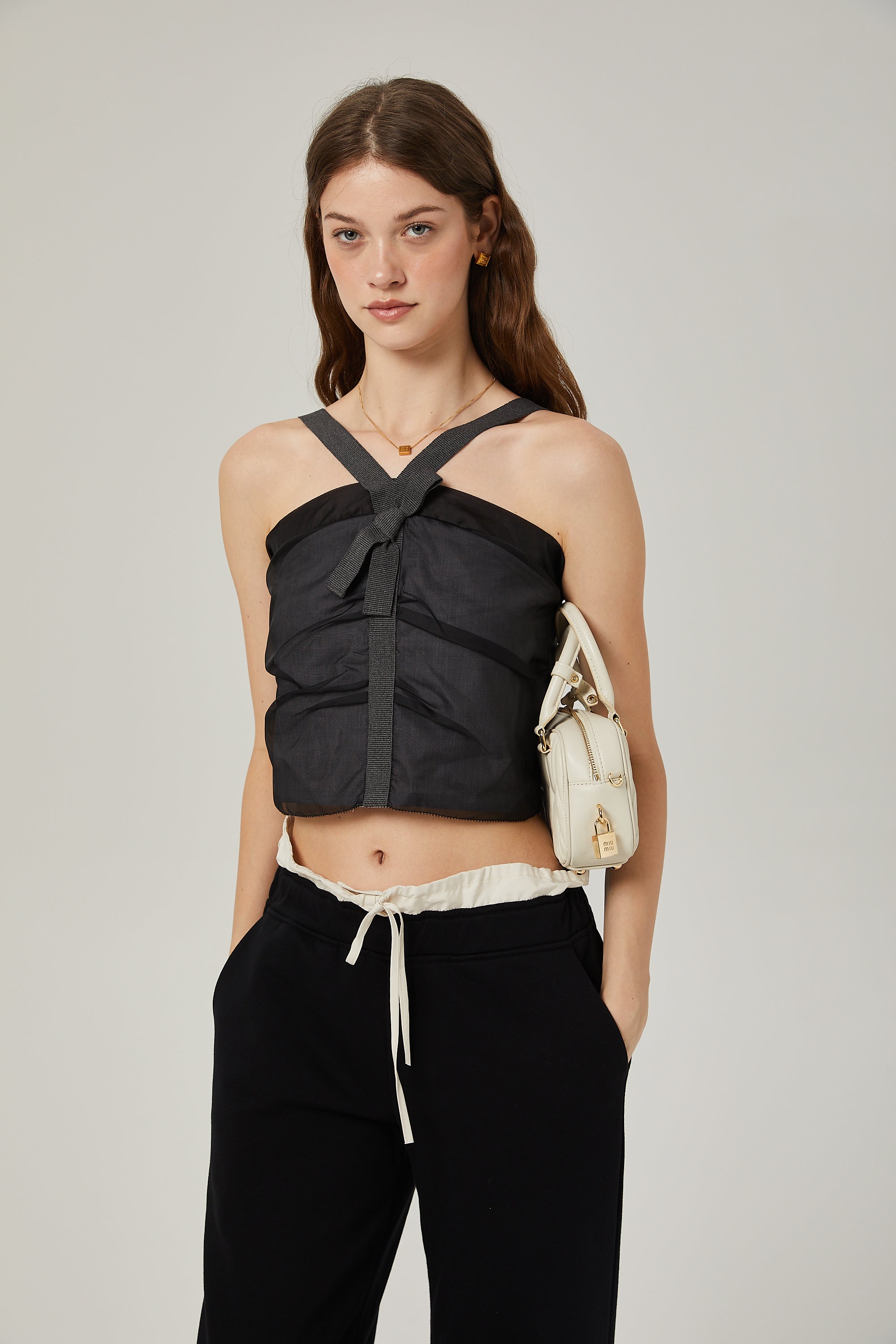 Claire Fishnet Crop Top Με Στάμπα