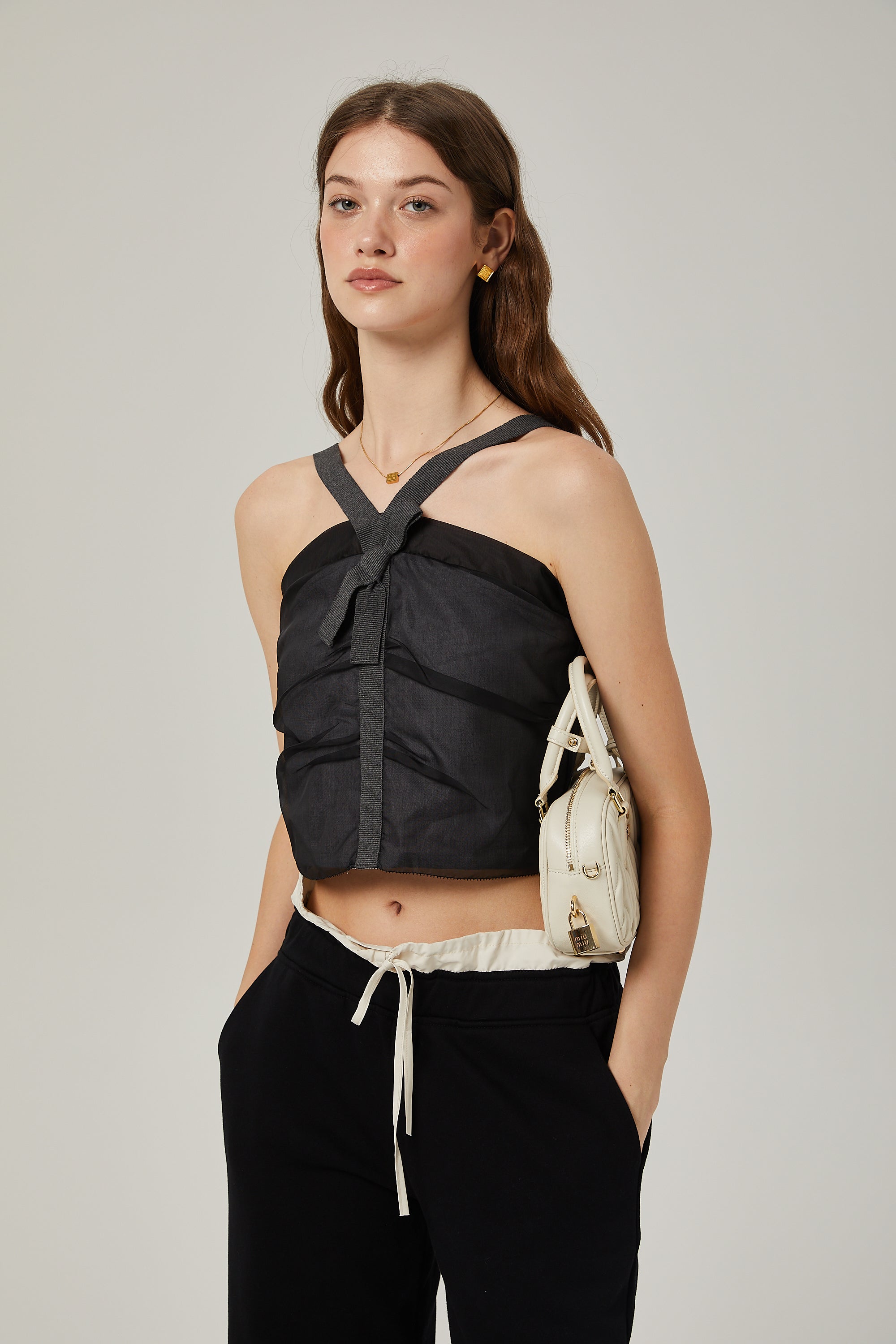 Claire Fishnet Crop Top Με Στάμπα