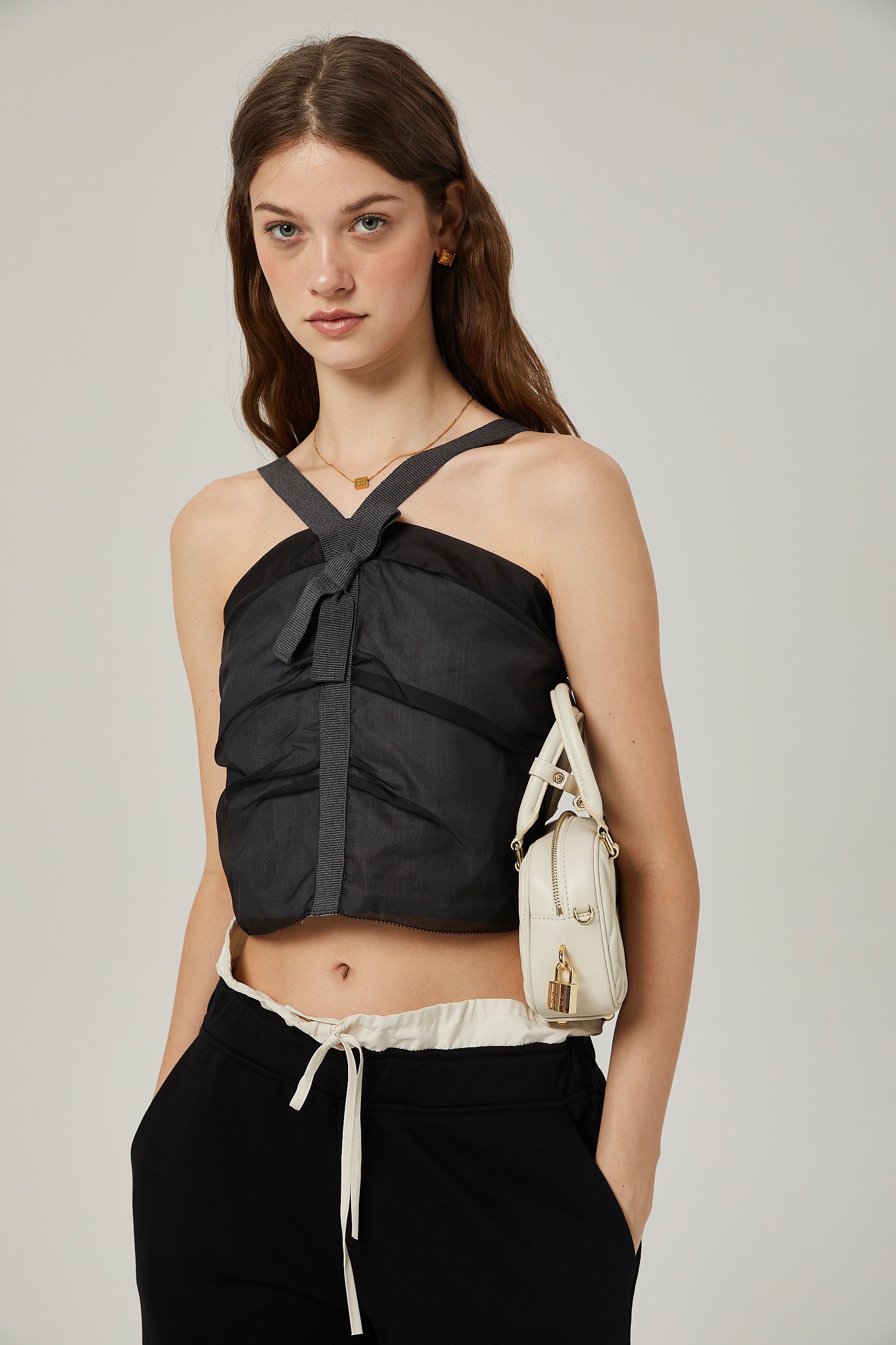 Claire Fishnet Crop Top Με Στάμπα