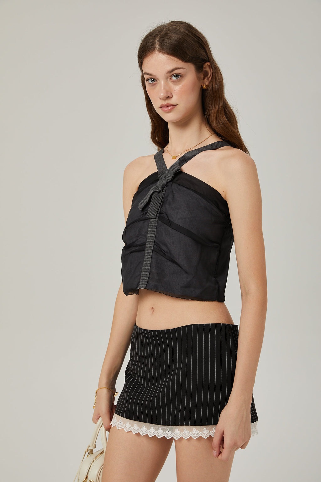 Φούστα Ariane Με Ρίγες Και Στάμπα Σε Γραμμή Α