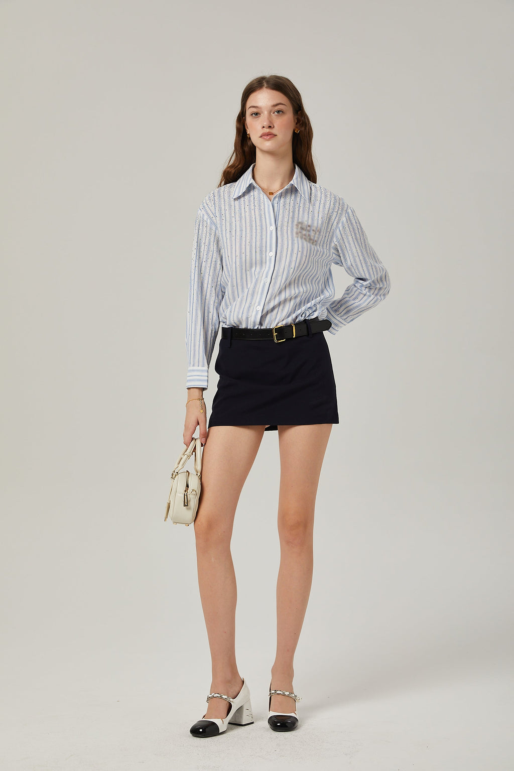 Πουκάμισο Vivien Με Κέντημα Και Σχέδιο Σε Λεπτές Ρίγες