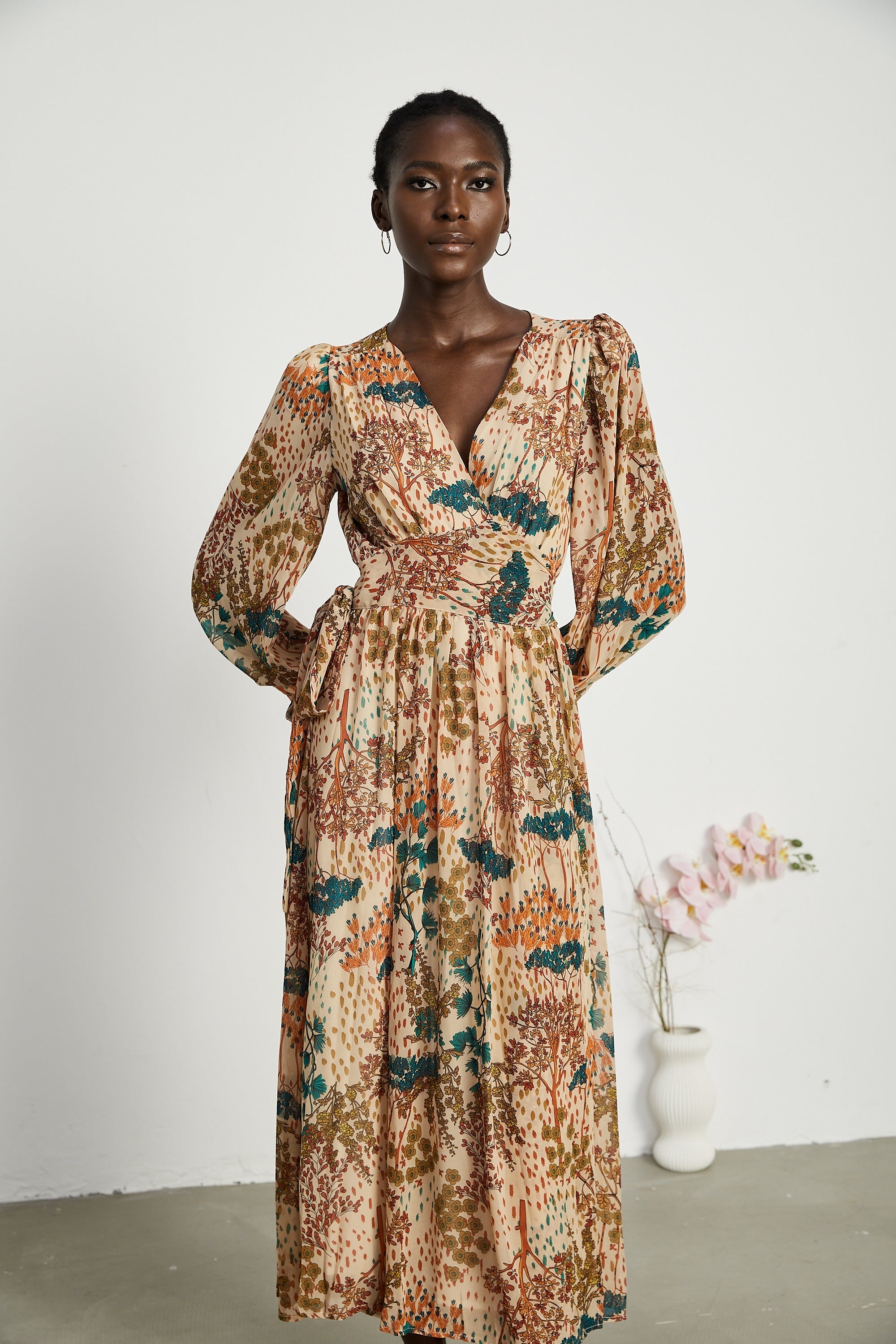 Φόρεμα Μίντι Με Φλοράλ Μοτίβο Capucine Και Σκίσιμο