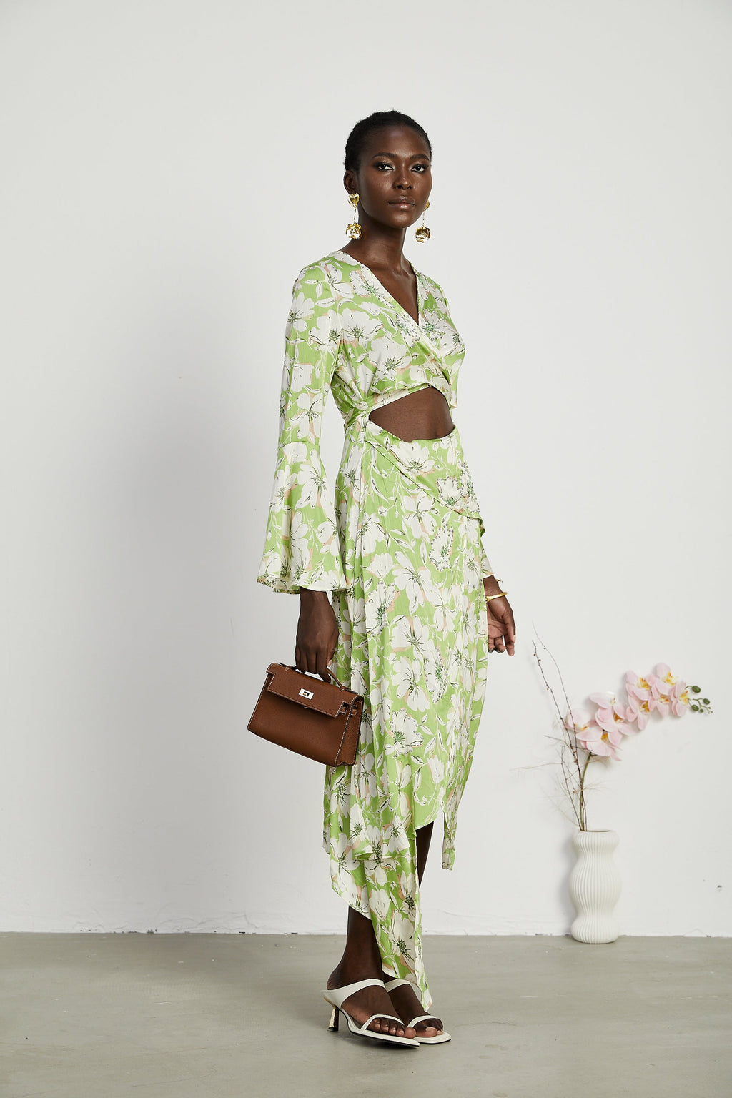 Φόρεμα Μίντι Με Φλοράλ Μοτίβο Eva Και Κεντημένο Κρύσταλλο