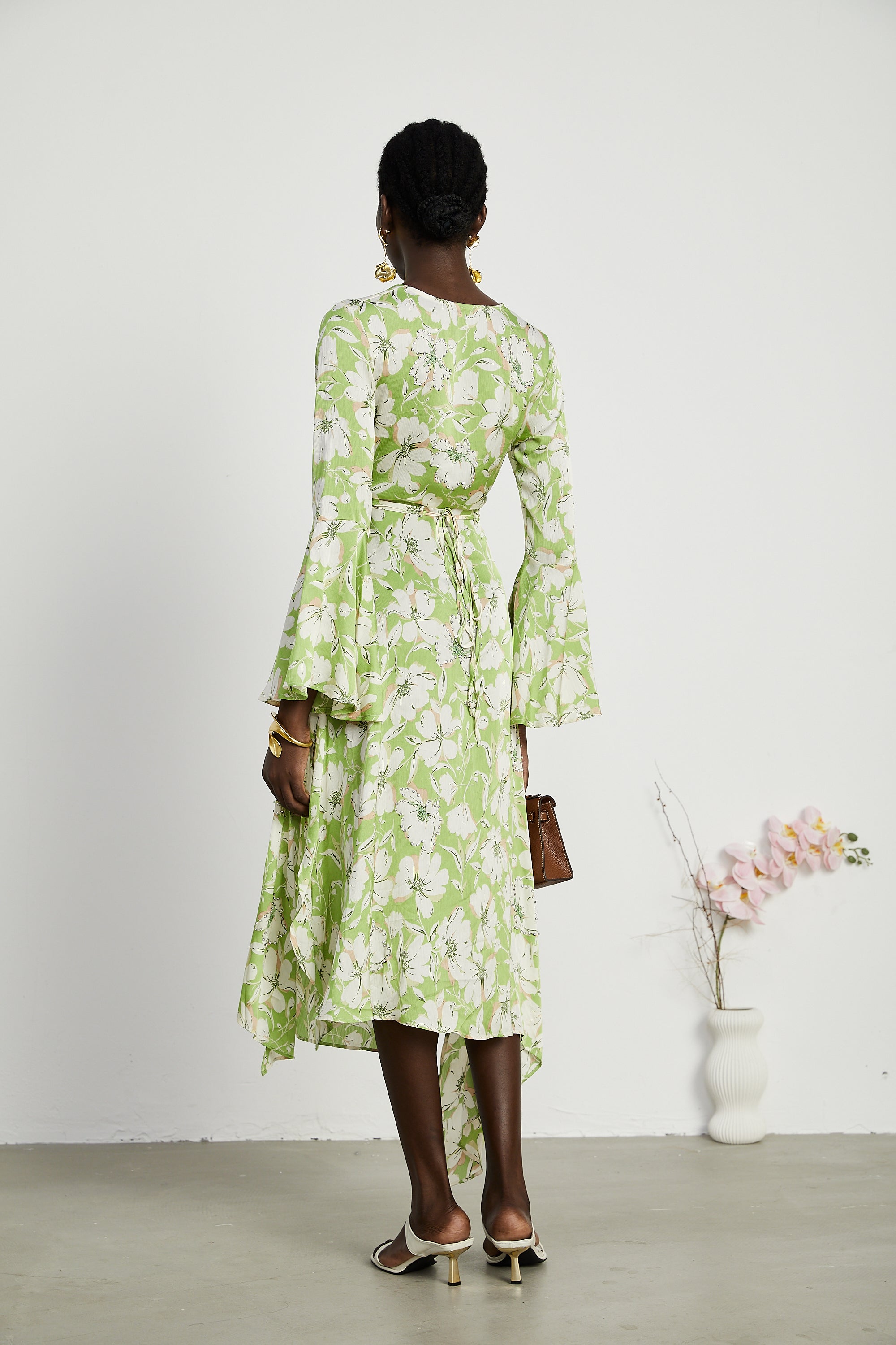 Φόρεμα Μίντι Με Φλοράλ Μοτίβο Eva Και Κεντημένο Κρύσταλλο