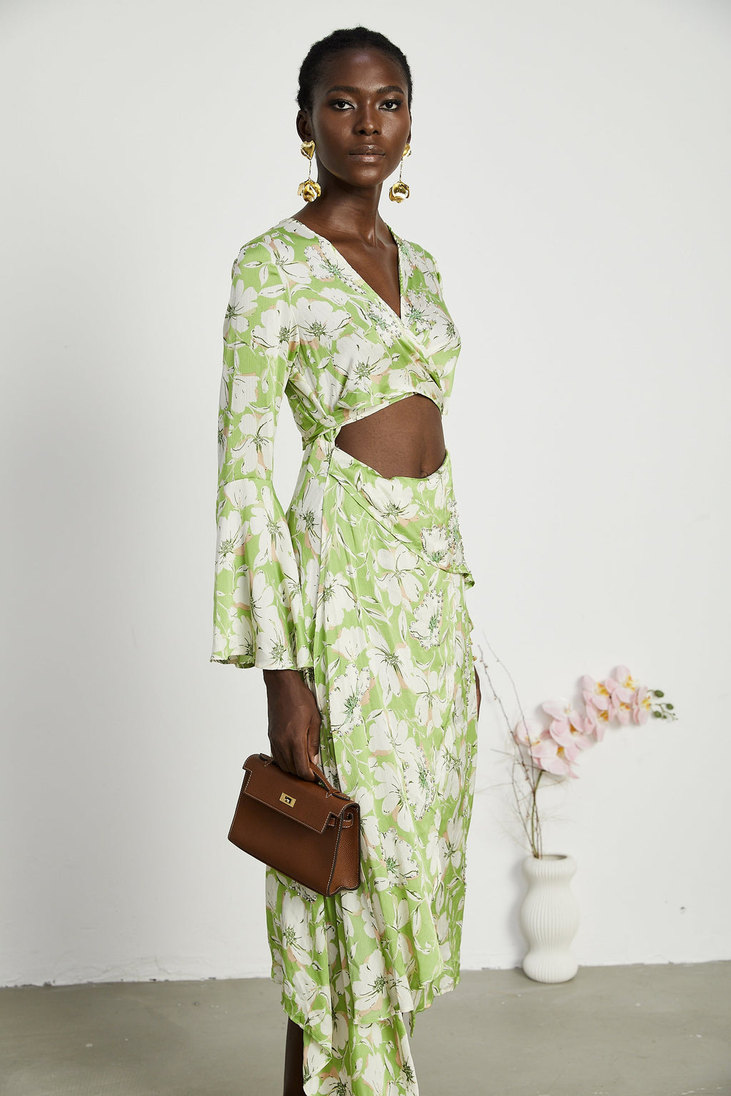 Φόρεμα Μίντι Με Φλοράλ Μοτίβο Eva Και Κεντημένο Κρύσταλλο