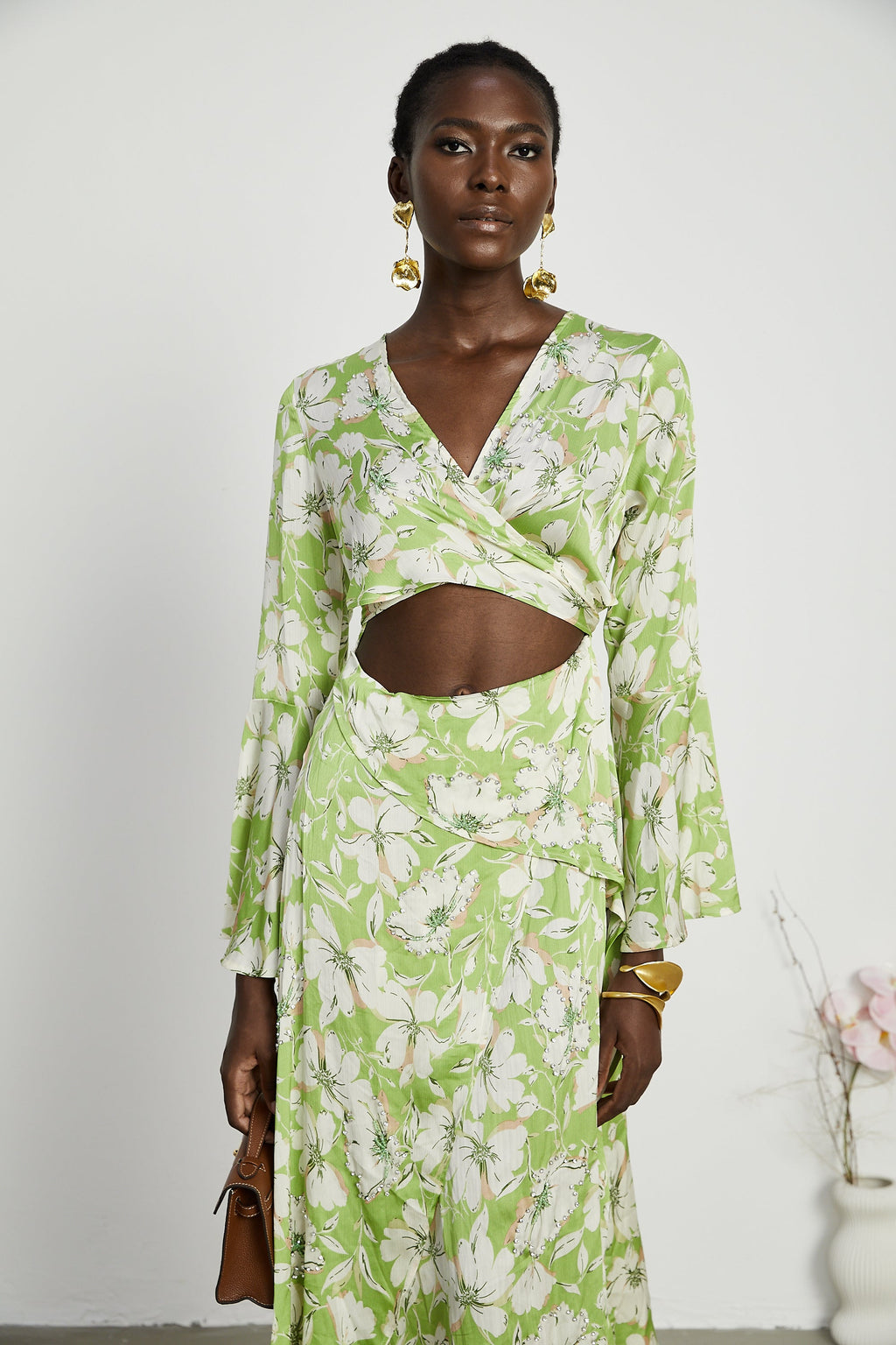 Φόρεμα Μίντι Με Φλοράλ Μοτίβο Eva Και Κεντημένο Κρύσταλλο