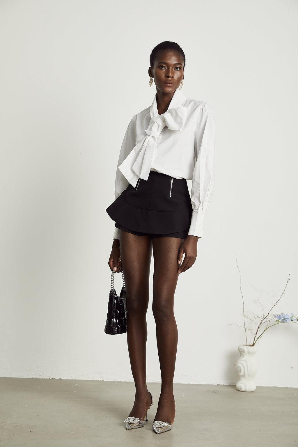 Πουκάμισο Solène Λευκό Βαμβακερό Δέσιμο Μπροστά