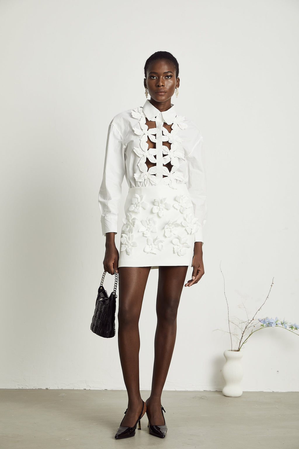 Λευκό Πουκάμισο Rosalie Με Φλοράλ Κοψίματα