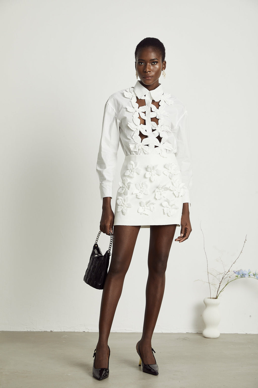 Λευκό Πουκάμισο Rosalie Με Φλοράλ Κοψίματα