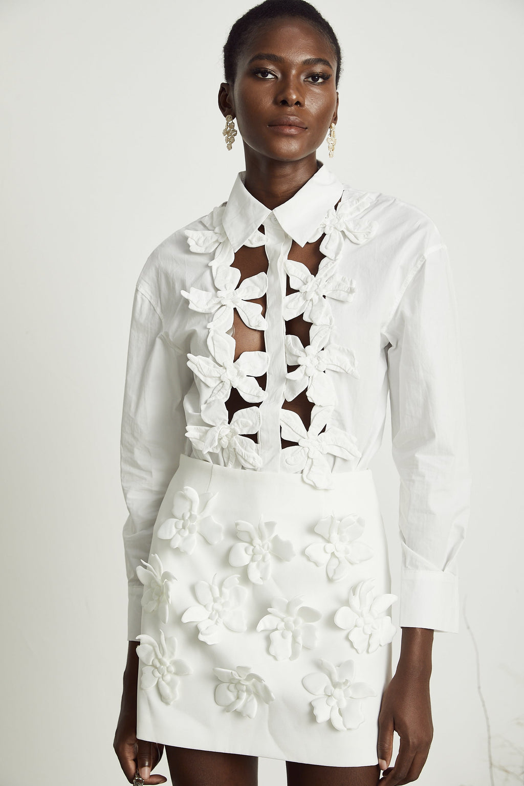 Λευκό Πουκάμισο Rosalie Με Φλοράλ Κοψίματα