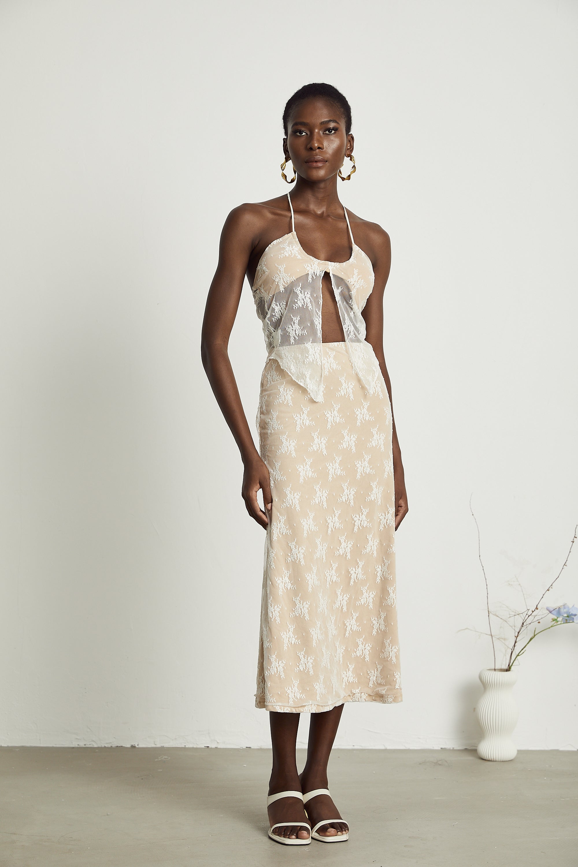 Σετ Ημιδιάφανου Τοπ Και Φούστας Από Δαντέλα Noémie Που Ταιριάζουν