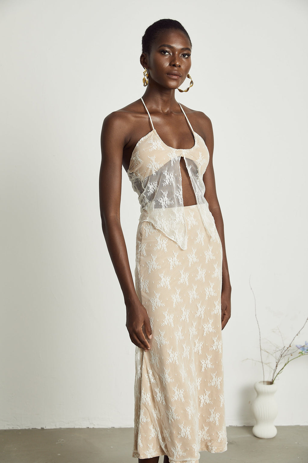 Σετ Ημιδιάφανου Τοπ Και Φούστας Από Δαντέλα Noémie Που Ταιριάζουν