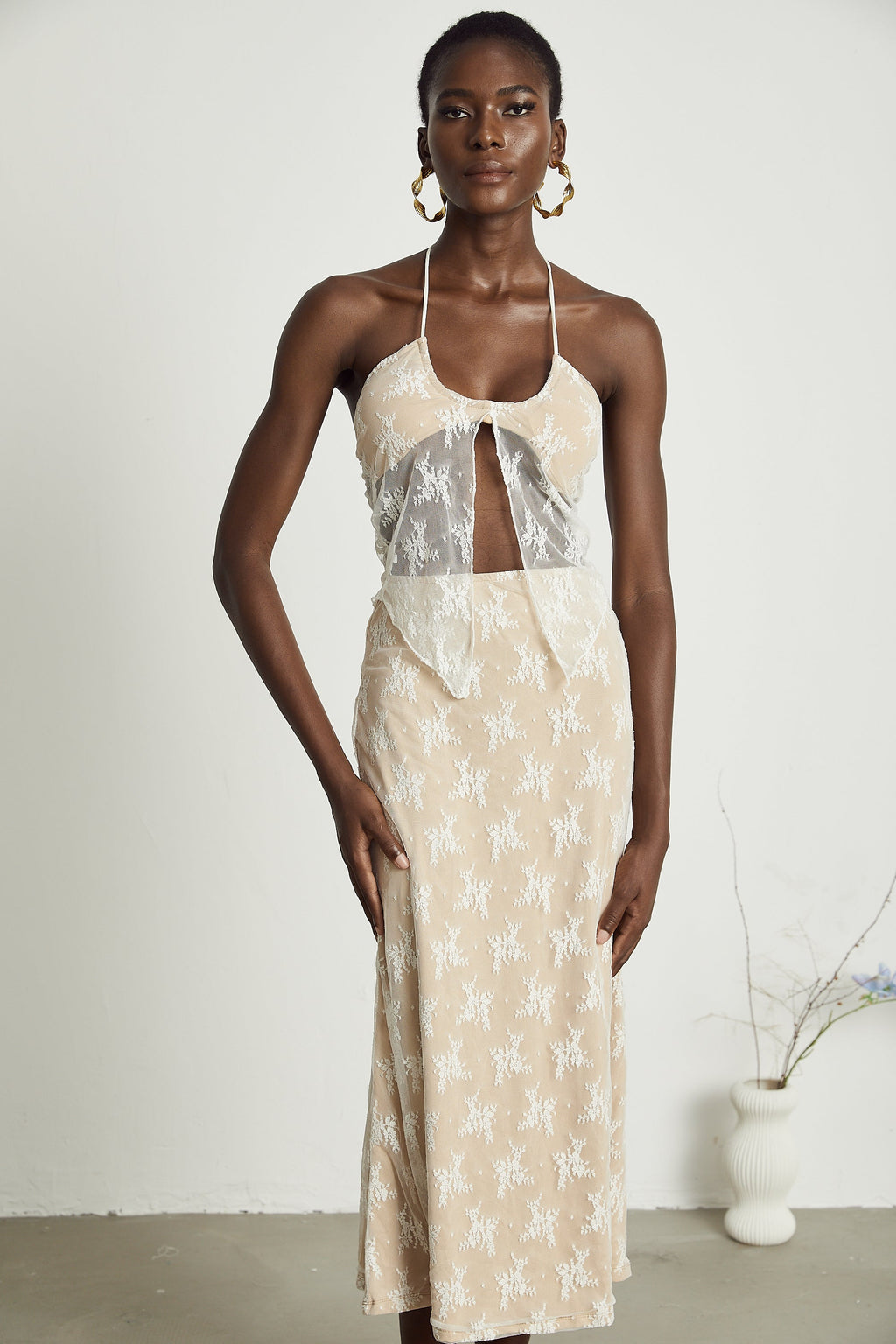 Σετ Ημιδιάφανου Τοπ Και Φούστας Από Δαντέλα Noémie Που Ταιριάζουν