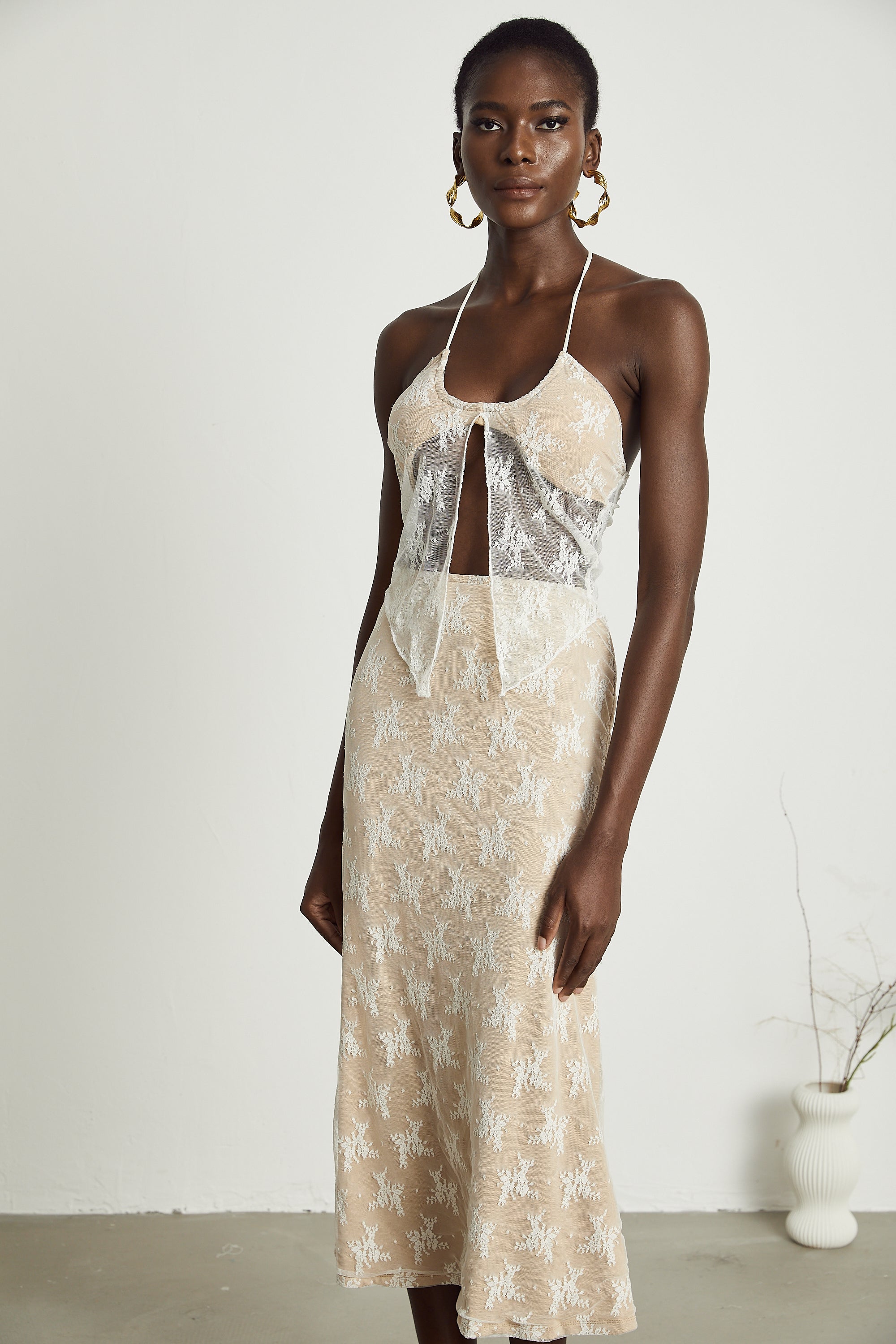 Σετ Ημιδιάφανου Τοπ Και Φούστας Από Δαντέλα Noémie Που Ταιριάζουν