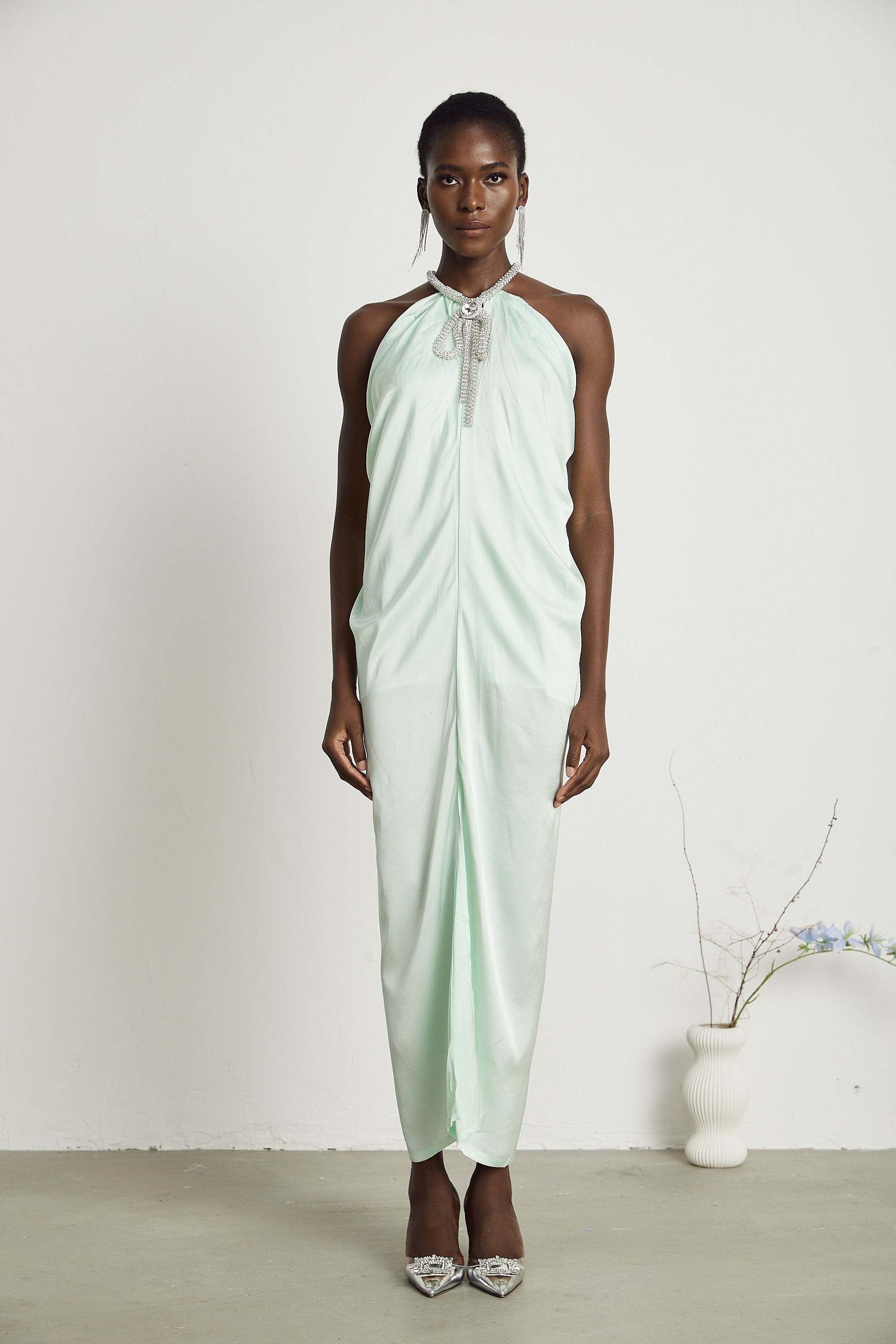 Φόρεμα Μίντι Με Λαιμόκοψη Και Κρυστάλλους Gisèle