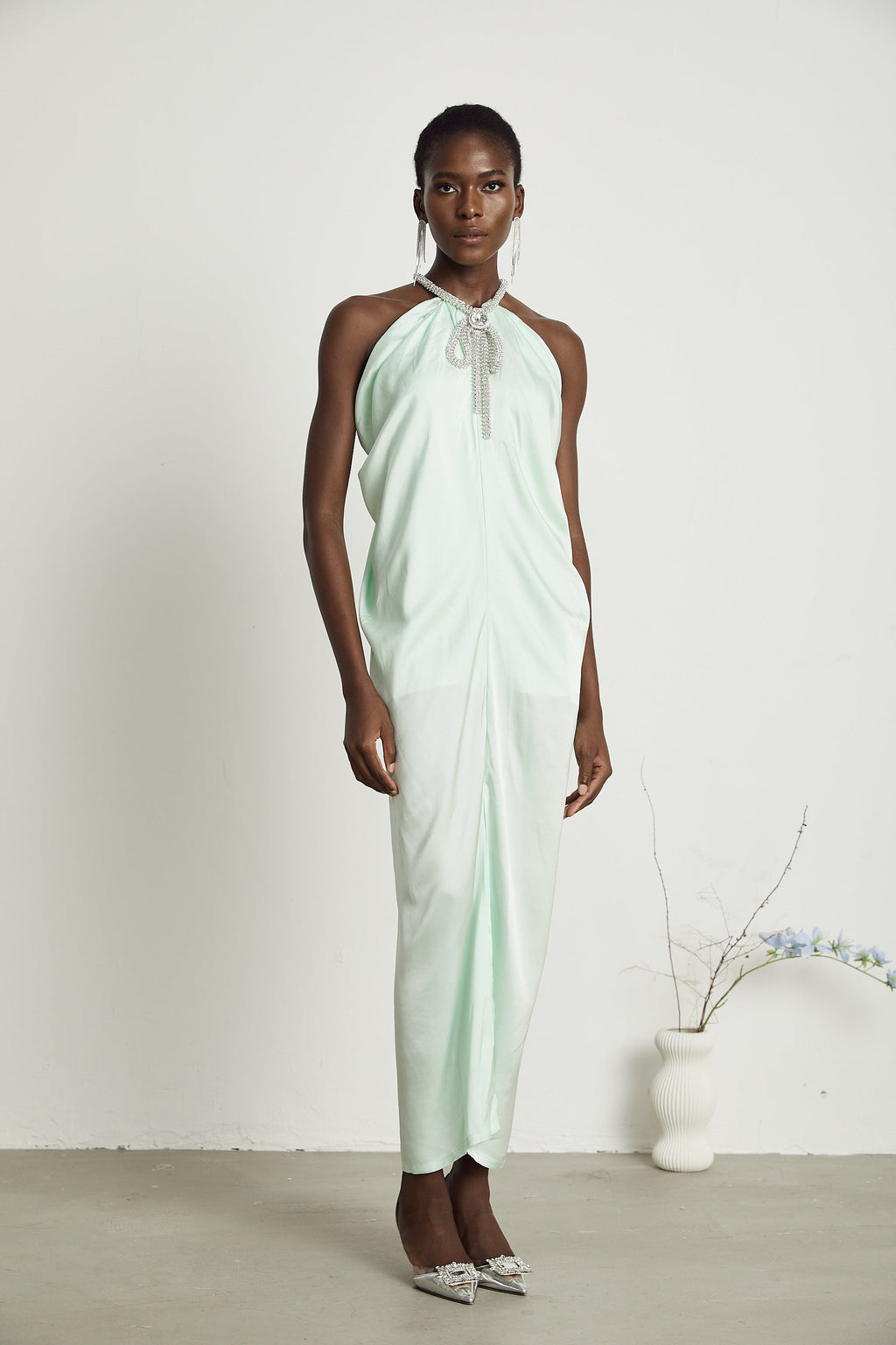 Φόρεμα Μίντι Με Λαιμόκοψη Και Κρυστάλλους Gisèle