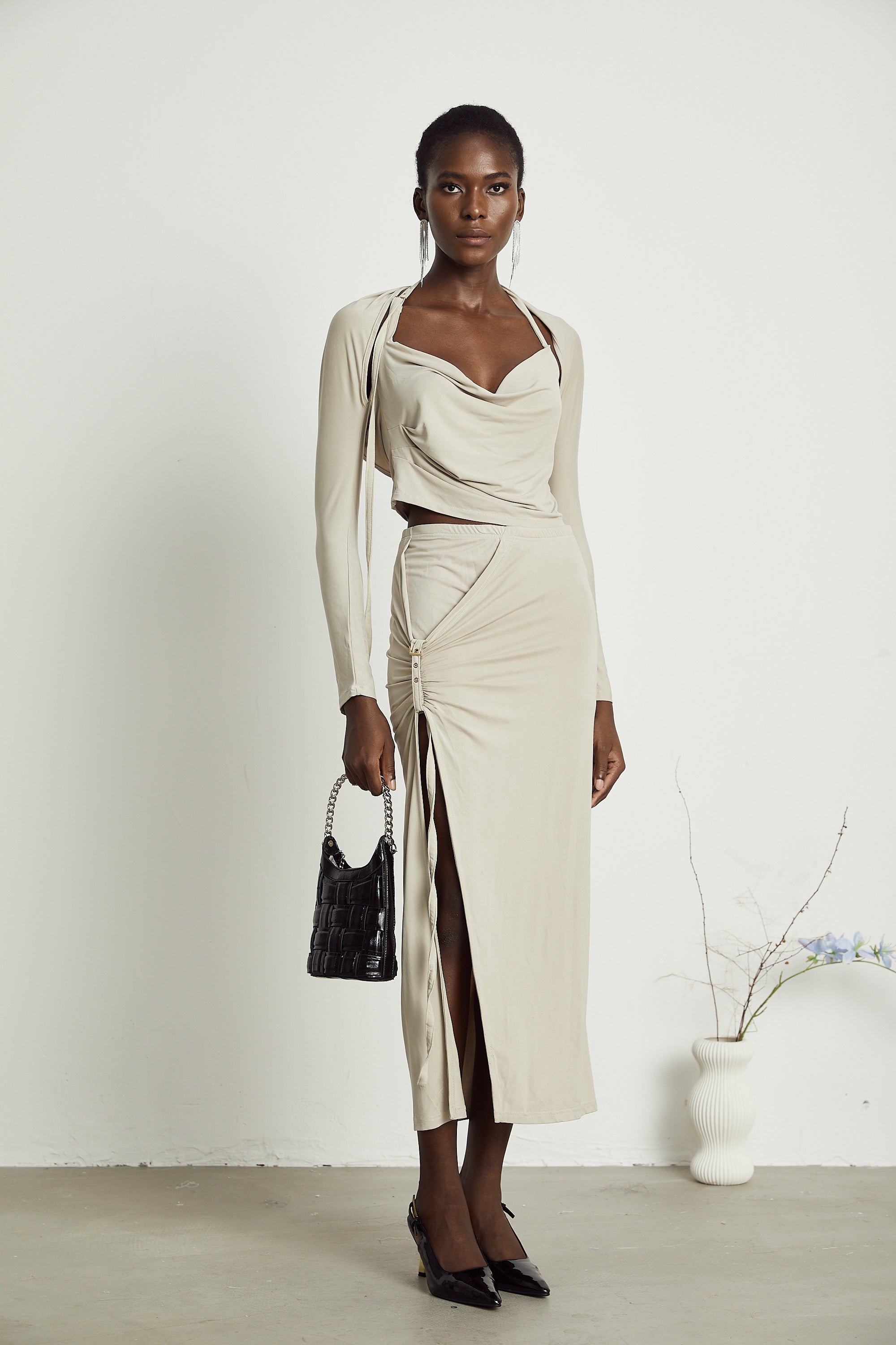 Σετ Ασορτί Μπλούζας Και Φούστας Lanetta Σε Χακί Απόχρωση