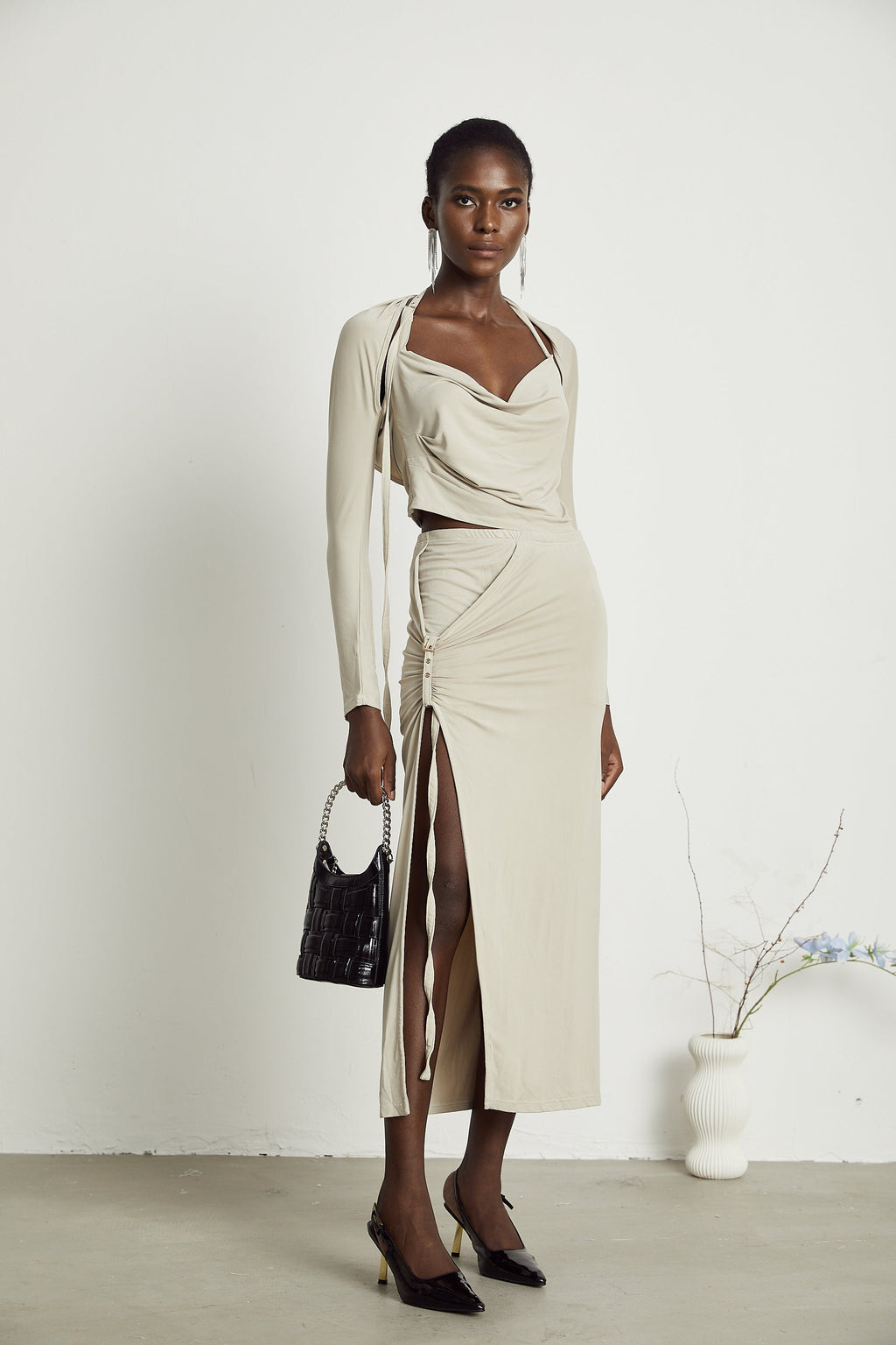 Σετ Ασορτί Μπλούζας Και Φούστας Lanetta Σε Χακί Απόχρωση