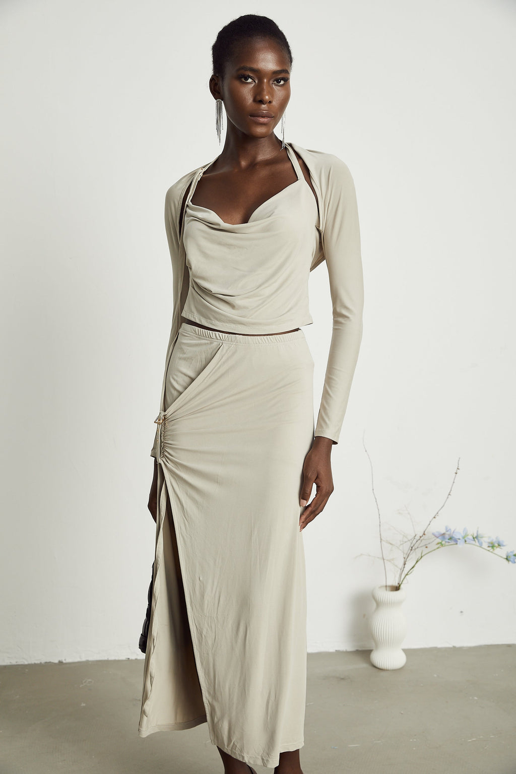 Σετ Ασορτί Μπλούζας Και Φούστας Lanetta Σε Χακί Απόχρωση