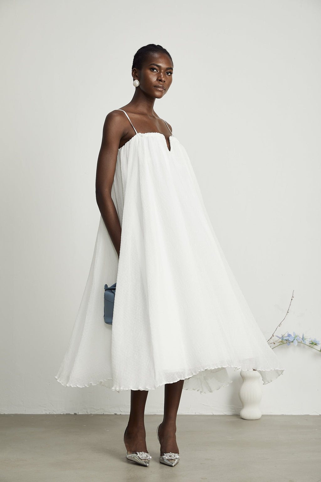 Μίνι Φόρεμα Από Τούλι Με Πλισέ Τσέπες