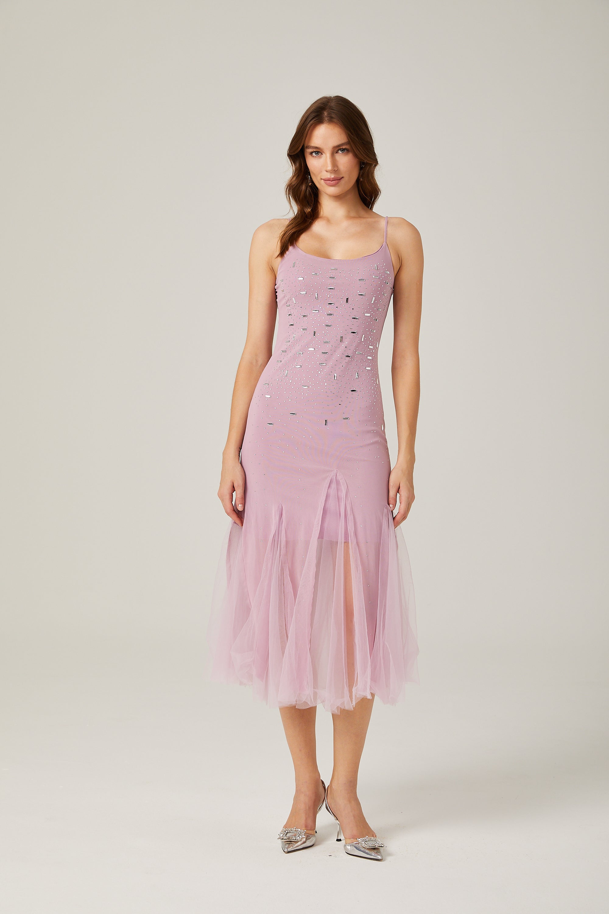 Φόρεμα Axelle Με Κέντημα Και Μωβ Σχέδιο