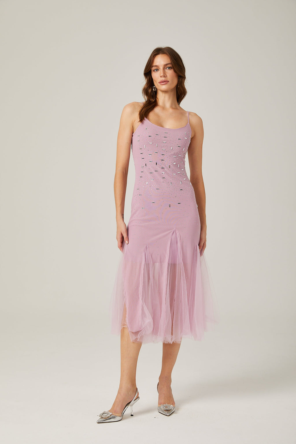 Φόρεμα Axelle Με Κέντημα Και Μωβ Σχέδιο