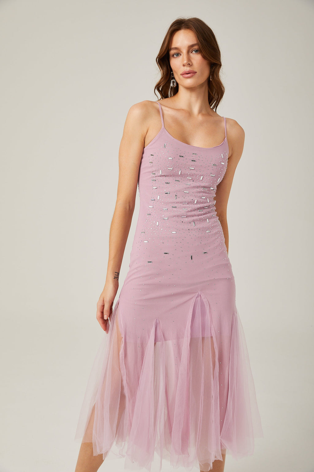 Φόρεμα Axelle Με Κέντημα Και Μωβ Σχέδιο