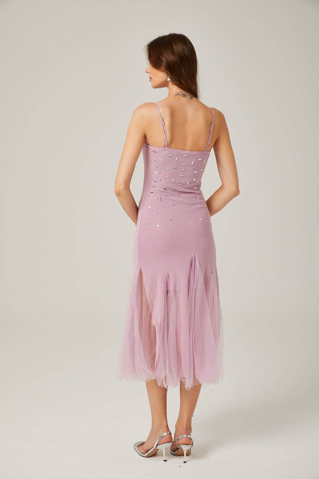 Φόρεμα Axelle Με Κέντημα Και Μωβ Σχέδιο