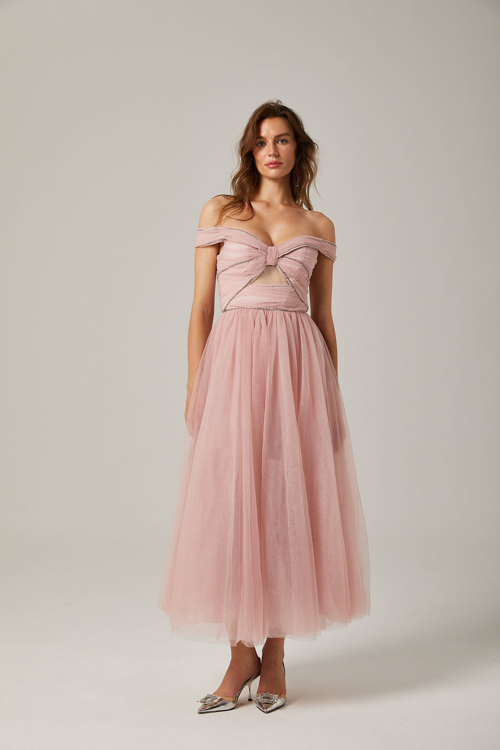 Φόρεμα Μάξι Από Διχτυωτό Ψαρέματος Με Κρυστάλλους Evianna