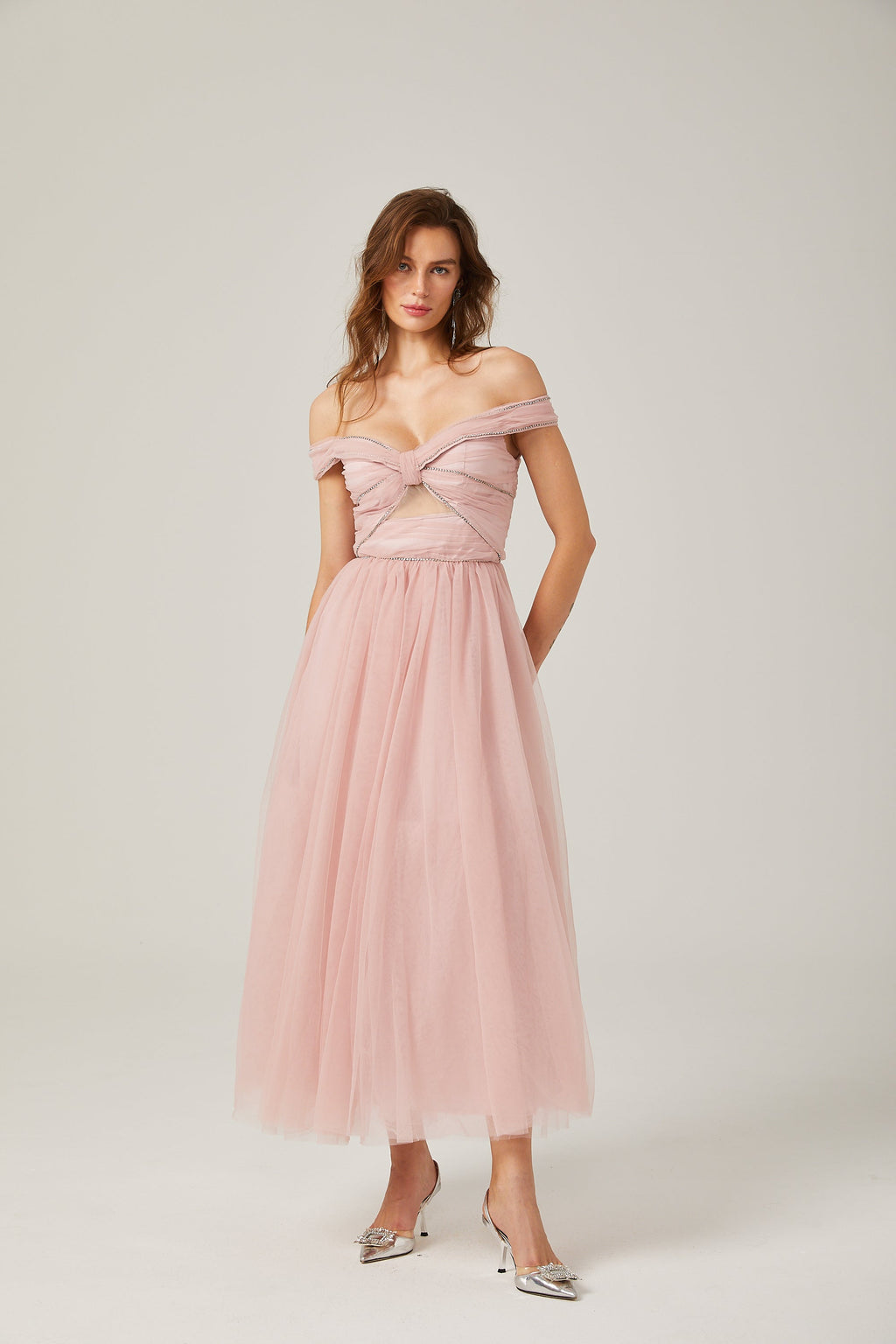 Φόρεμα Μάξι Από Διχτυωτό Ψαρέματος Με Κρυστάλλους Evianna