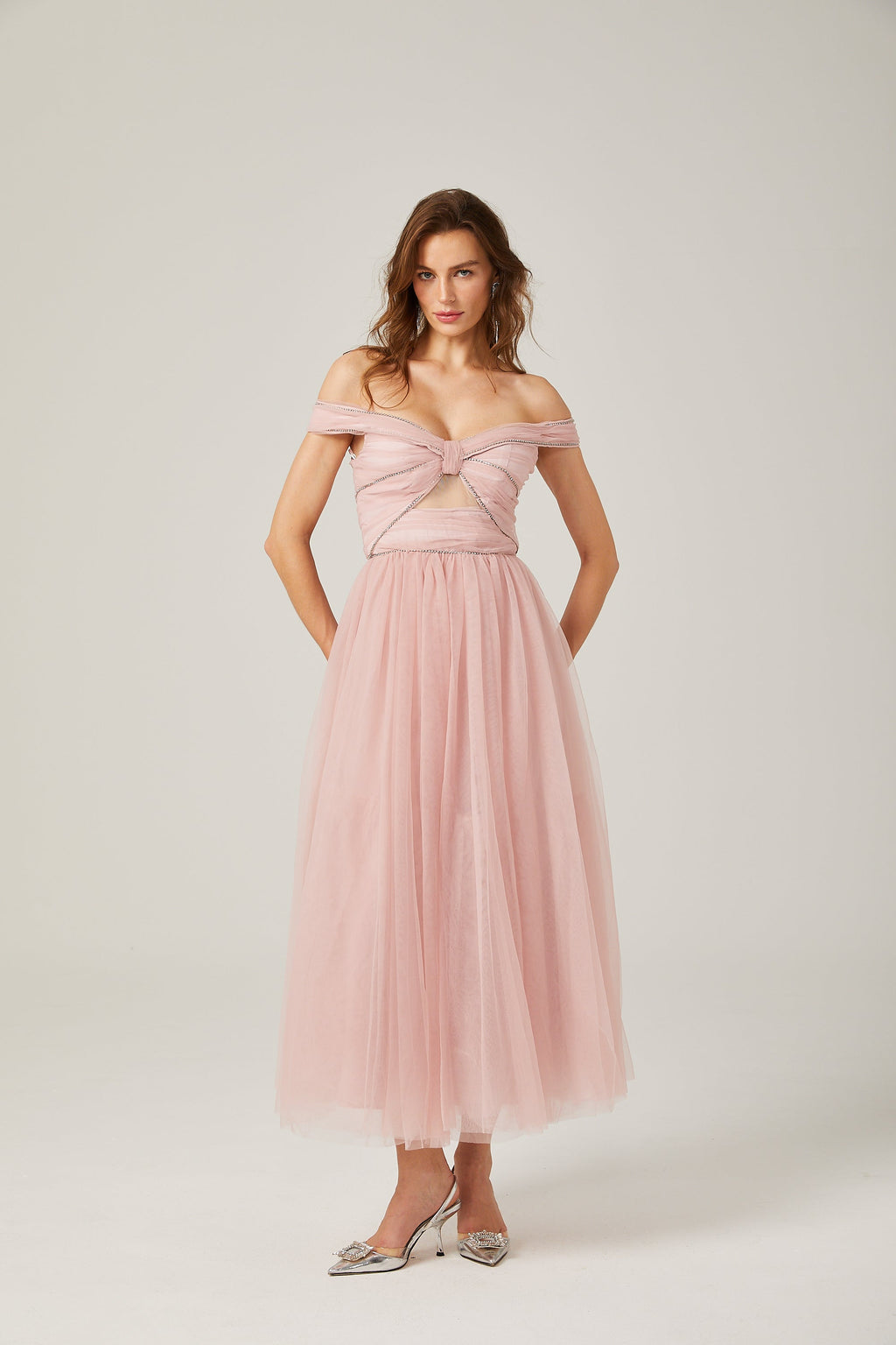 Φόρεμα Μάξι Από Διχτυωτό Ψαρέματος Με Κρυστάλλους Evianna