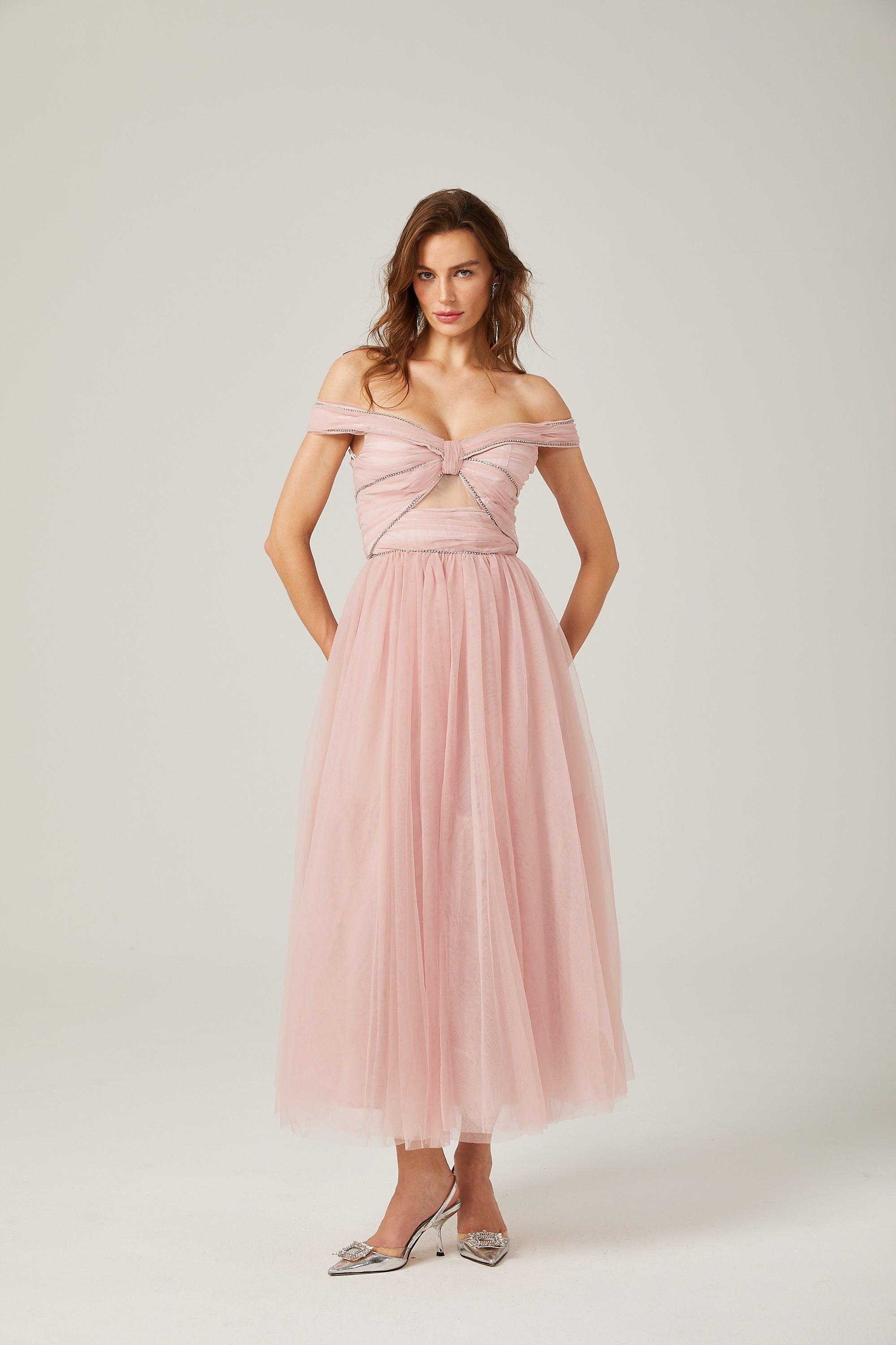 Φόρεμα Μάξι Από Διχτυωτό Ψαρέματος Με Κρυστάλλους Evianna