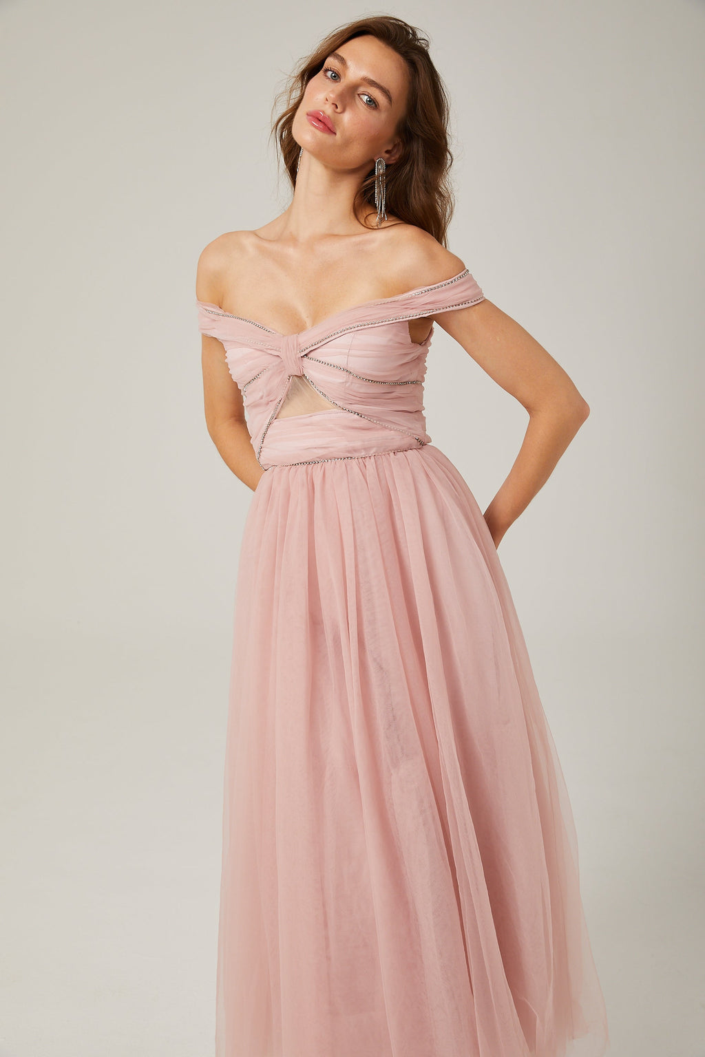 Φόρεμα Μάξι Από Διχτυωτό Ψαρέματος Με Κρυστάλλους Evianna