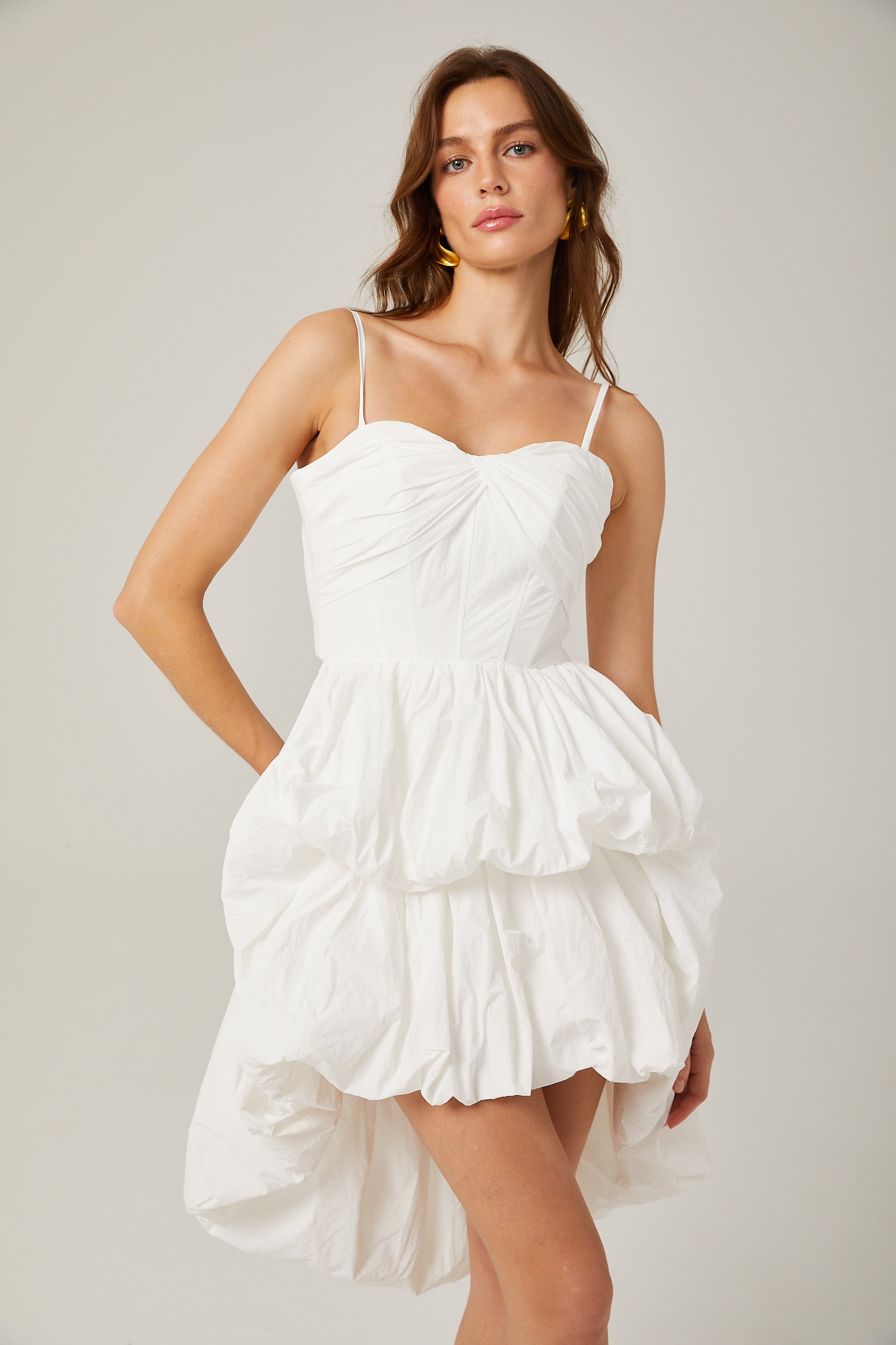 Λευκό Μίνι Φόρεμα Chloé Με Ψηλό-Χαμηλό Τελείωμα