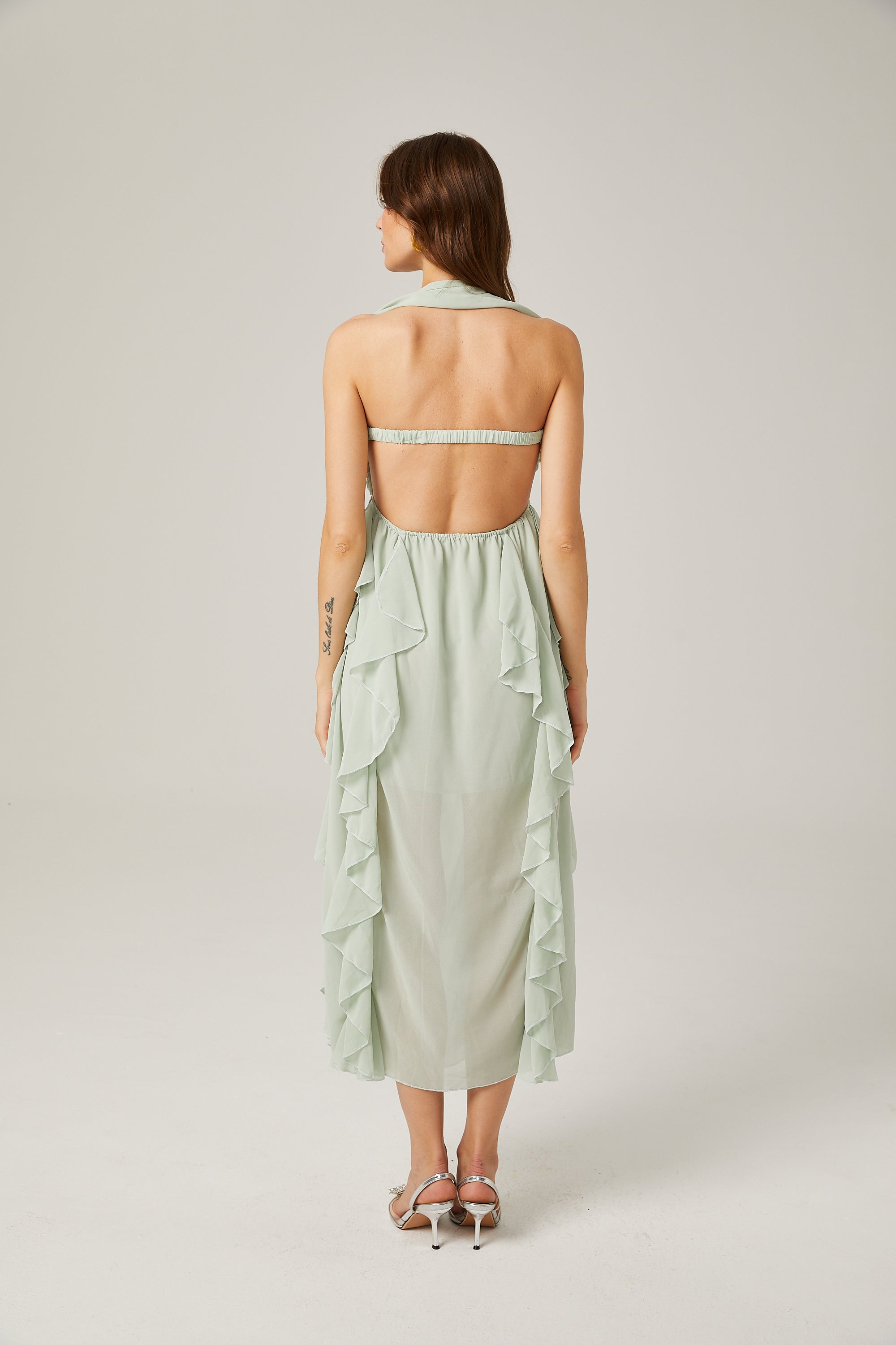 Μίντι Φόρεμα Salilah Με Κεντητό Βολάν