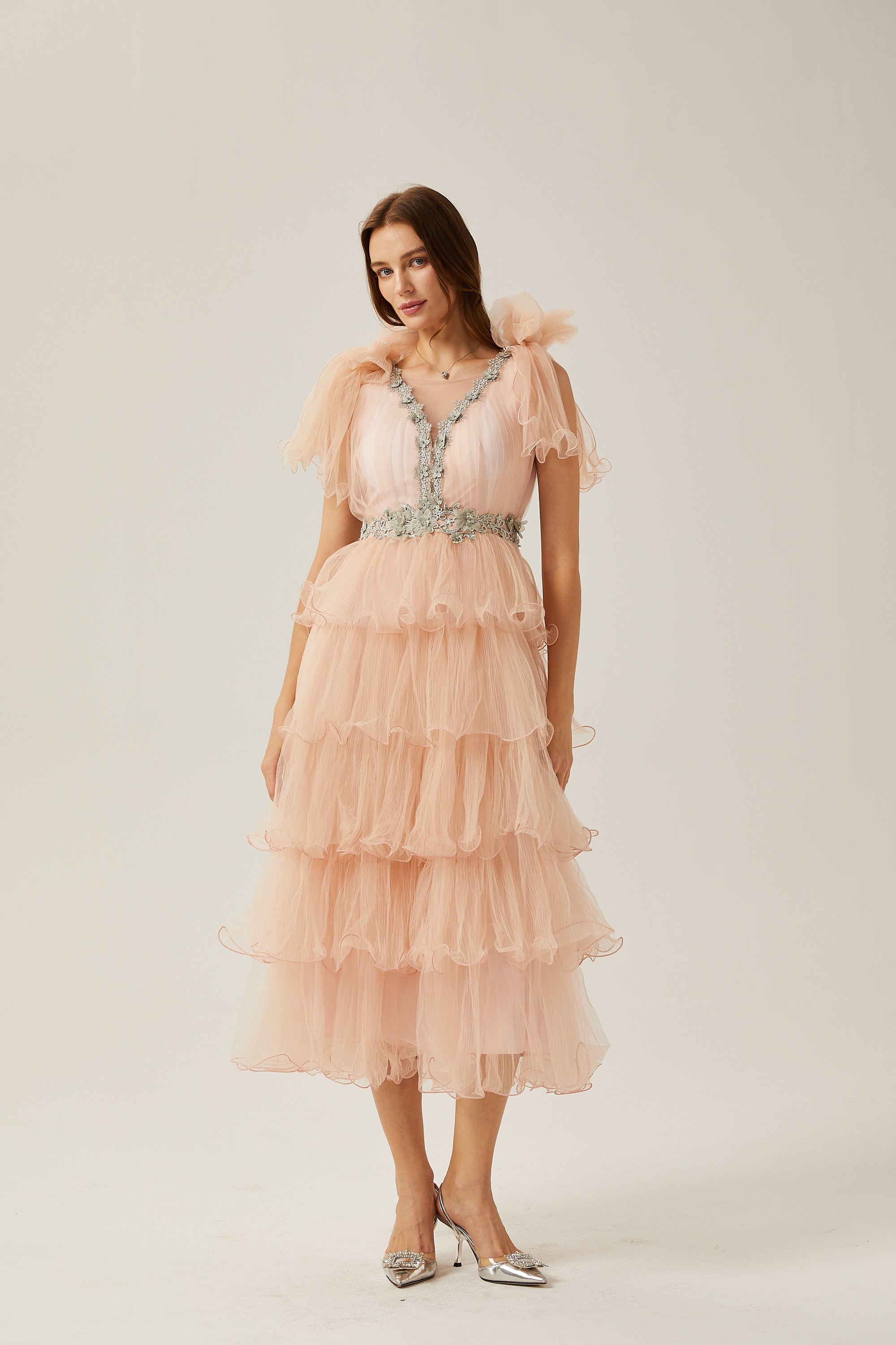 Φόρεμα Μίντι Σε Στρώσεις Με Κρυστάλλους Suzette