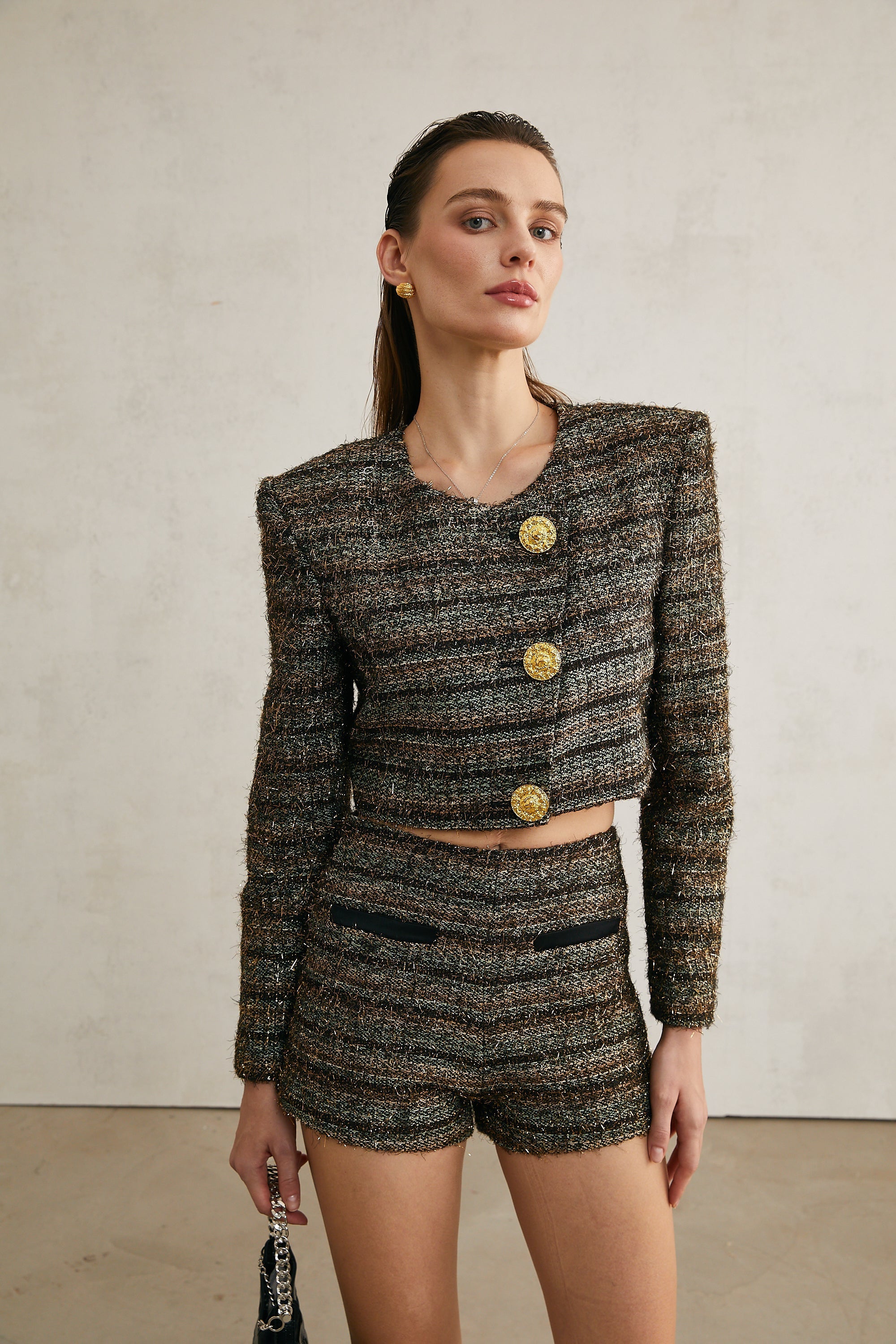 Κοντό Μπουφάν Eloise Με Μεταλλικό Νήμα