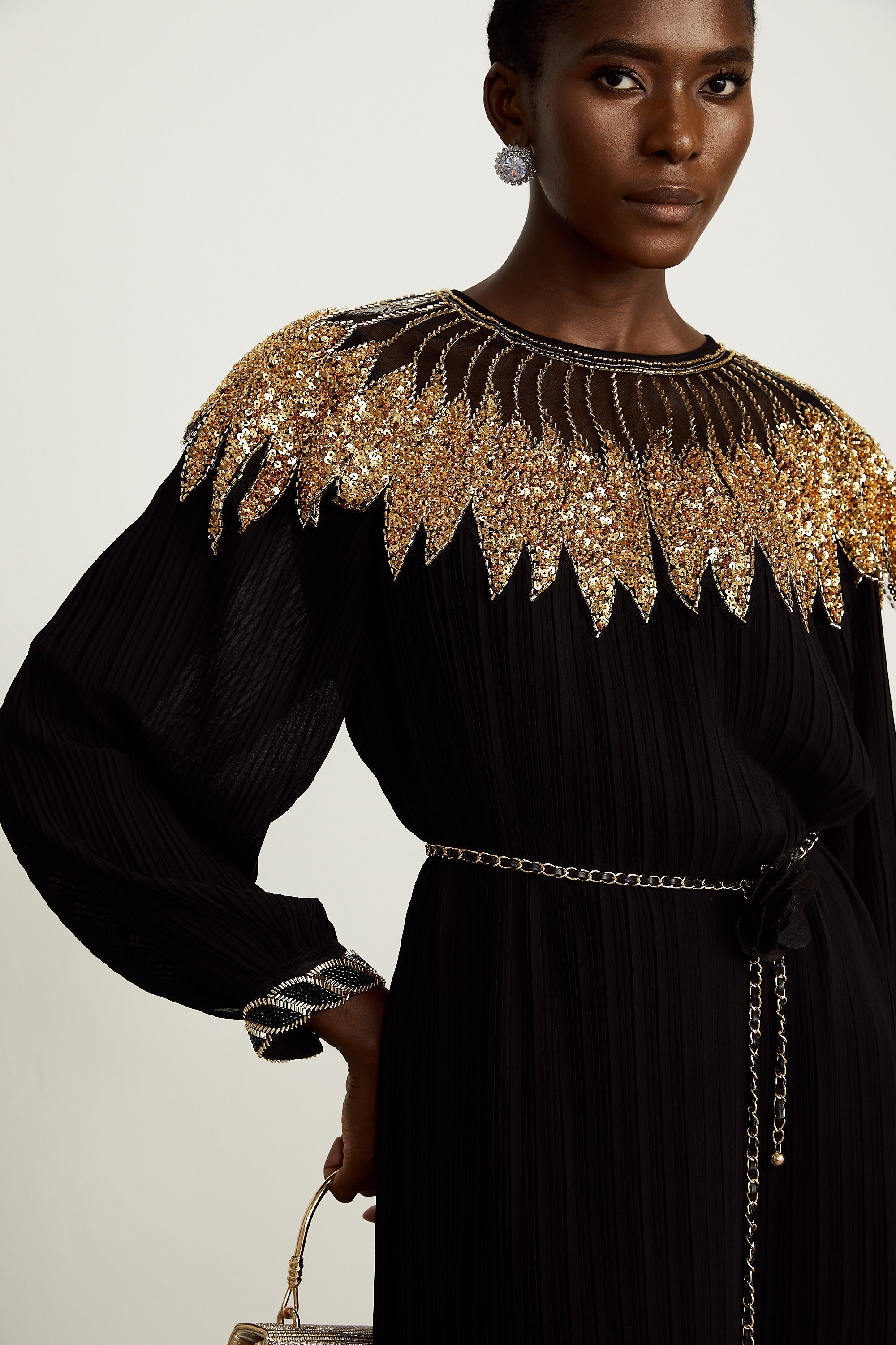 Μαύρο Φόρεμα Μίντι Με Πούλιες Από Τούλι Και Ριμπ Ύφανση Hélène