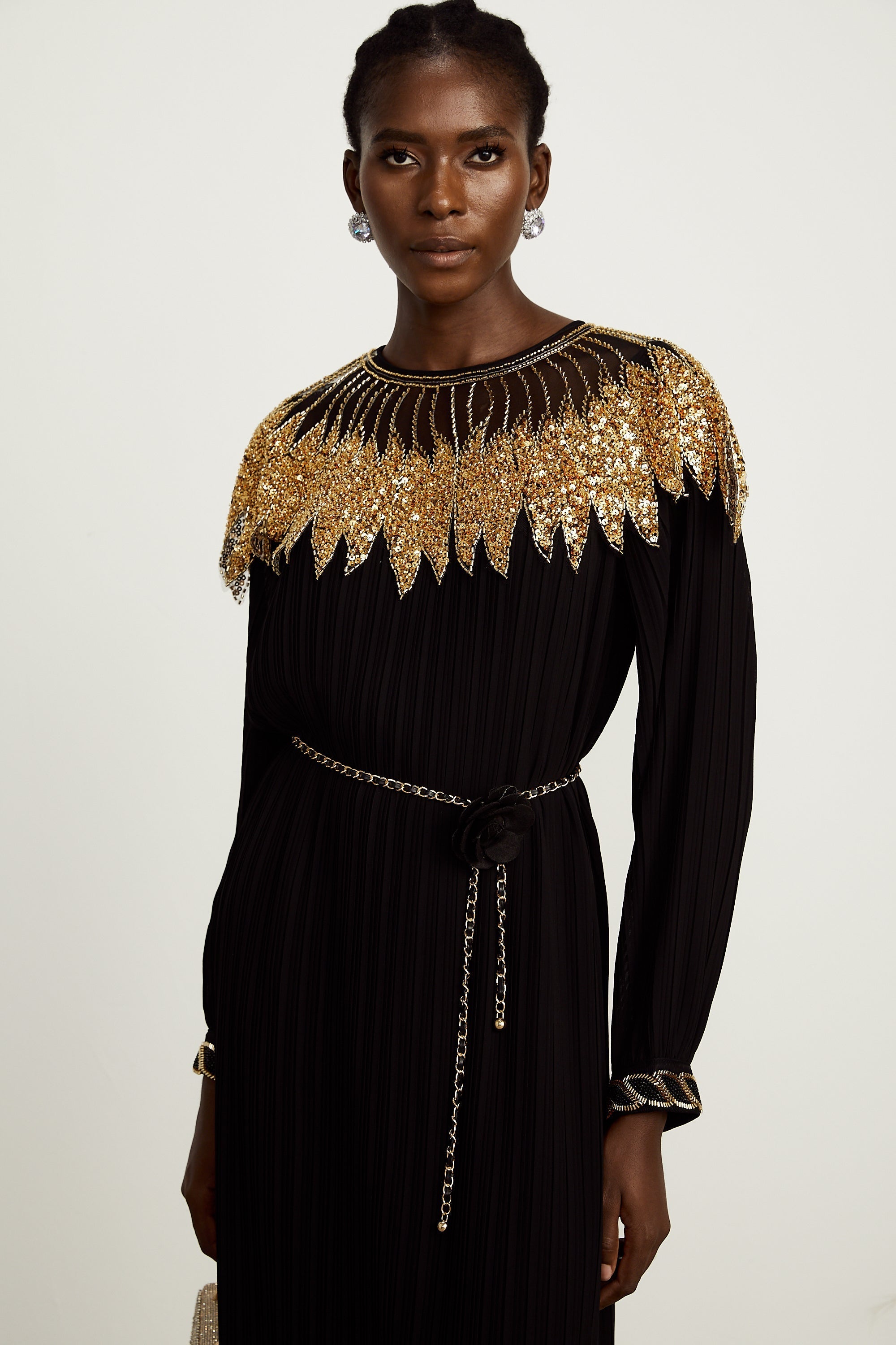 Μαύρο Φόρεμα Μίντι Με Πούλιες Από Τούλι Και Ριμπ Ύφανση Hélène