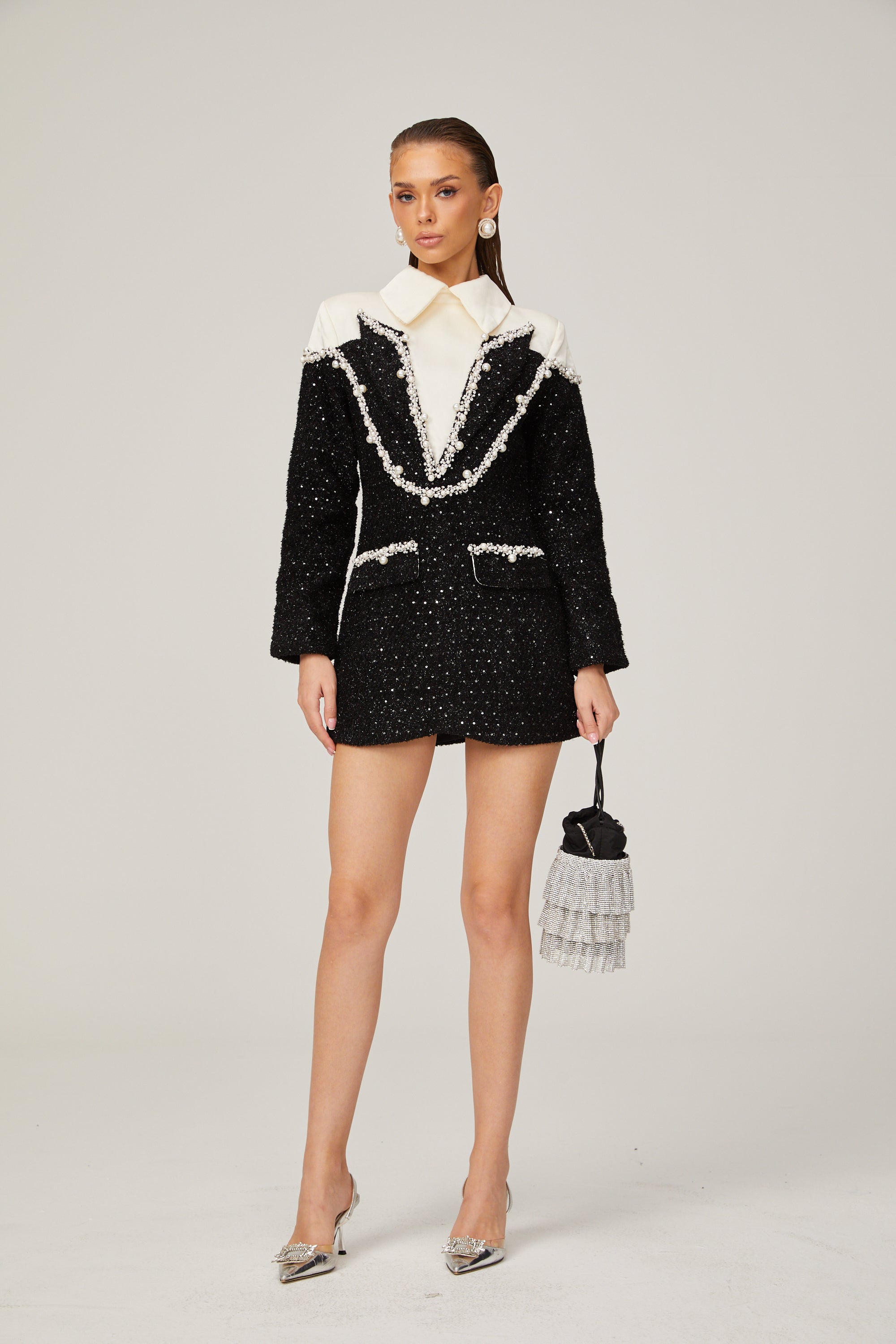 Μίνι Φόρεμα Éléonore Faux Pearl Tweed